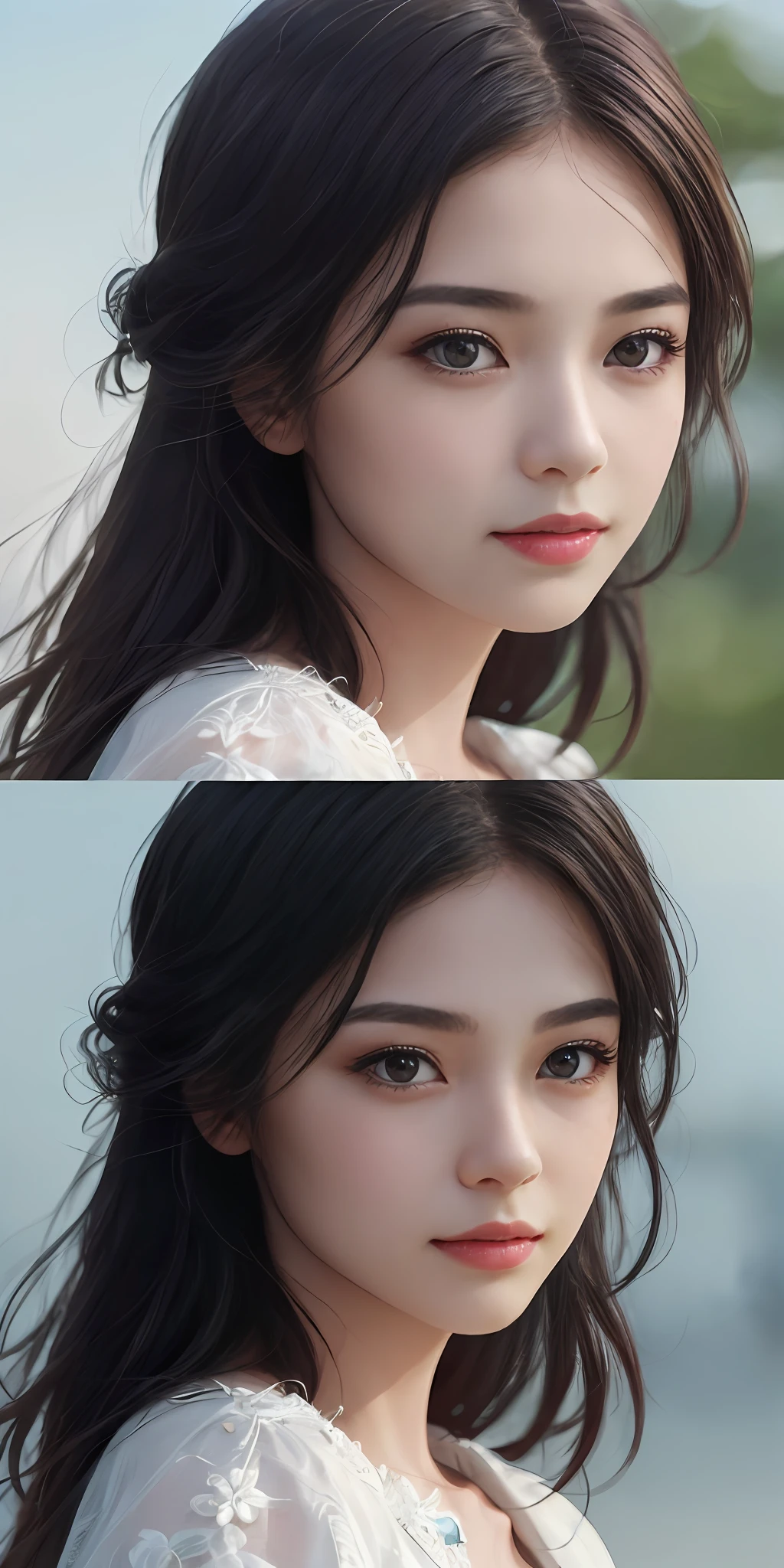 (1girl in:1.3), 独奏, (((extra detailed face)))), ((extremely detailed eye and face)))), beautiful finely detailed eyes, ultra-detailliert, Beautiful and beautiful, Beautiful fece, ​masterpiece, top-quality, Original, ​masterpiece, ultra fine photos, top-quality, 超A high resolution, Realistic realism, sunlights, Amazing beauty, Dynamic Poses, delicated face,, (from the front side)、A detailed face、highlydetailed skin、realistic skin detail、Visible Pore、Clear focus、Volumetric fog、8K UHD、Digital SLR、hightquality、film grains、fair white skin、Black eyes、　Dark hair、