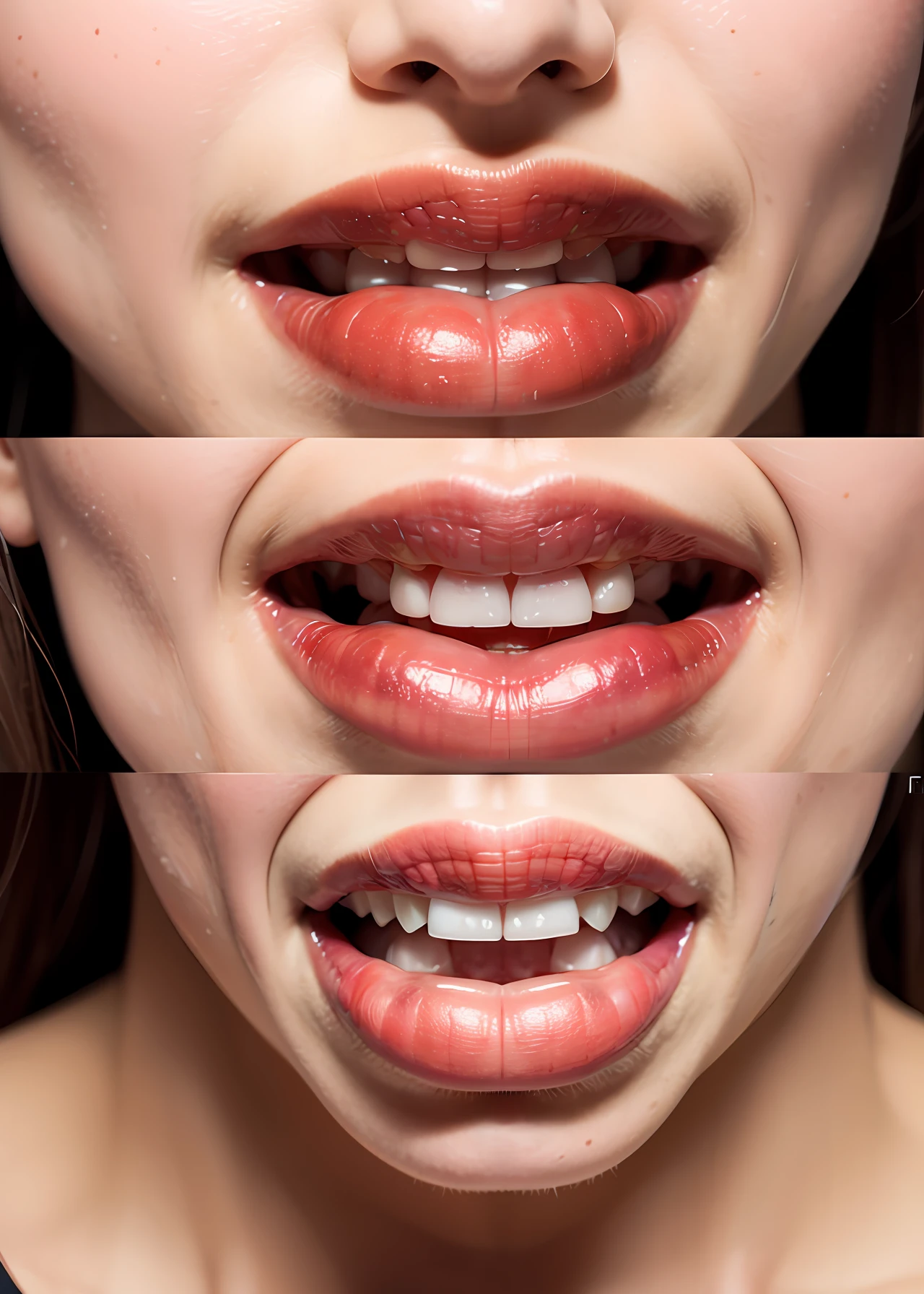 Hyper-realistic open mouth on tongue tongue mouth teeth neat skin details