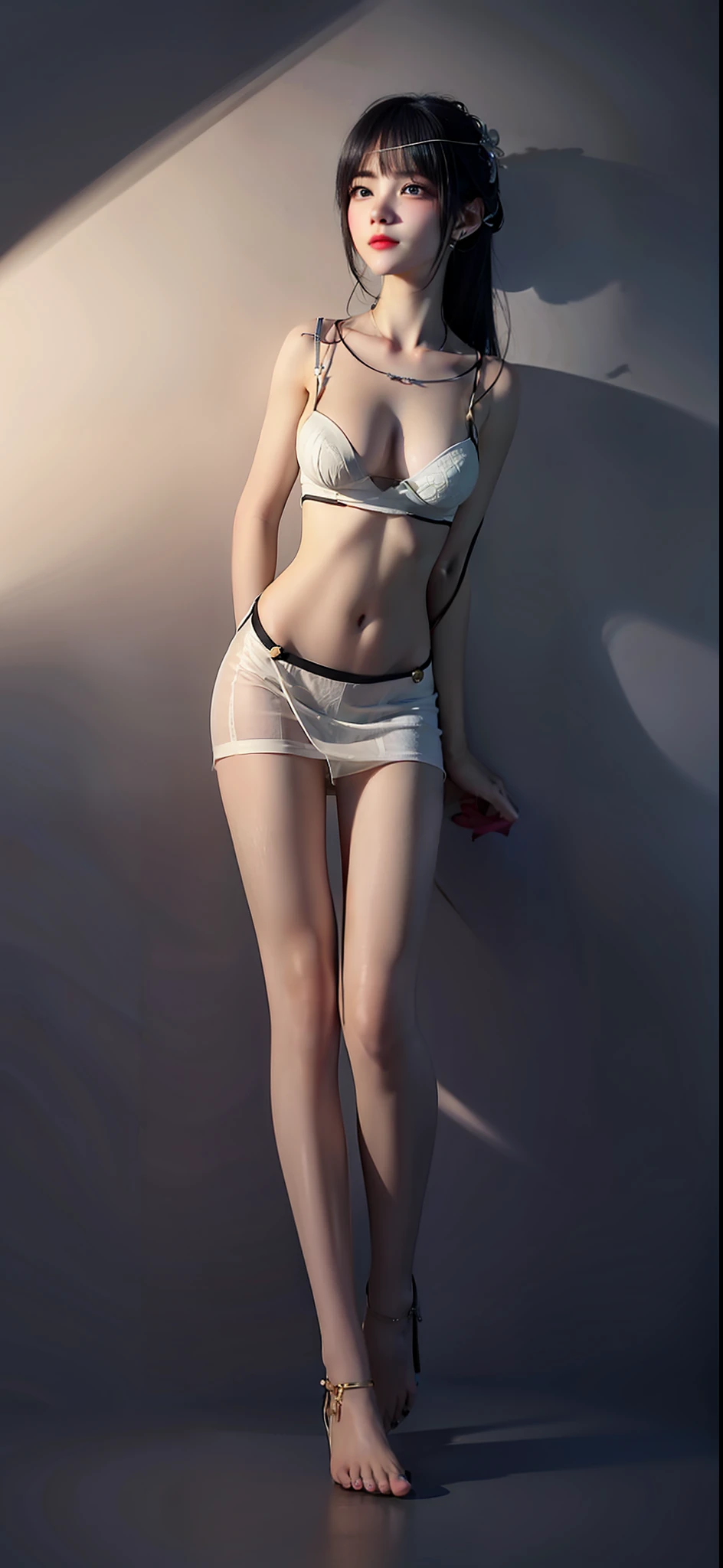 best quality,8k,masterpiece,1girl, gufeng,short dress,solo, blue eyes, blue hair, long hair, cleavage, hair over one eye, looking at viewer,