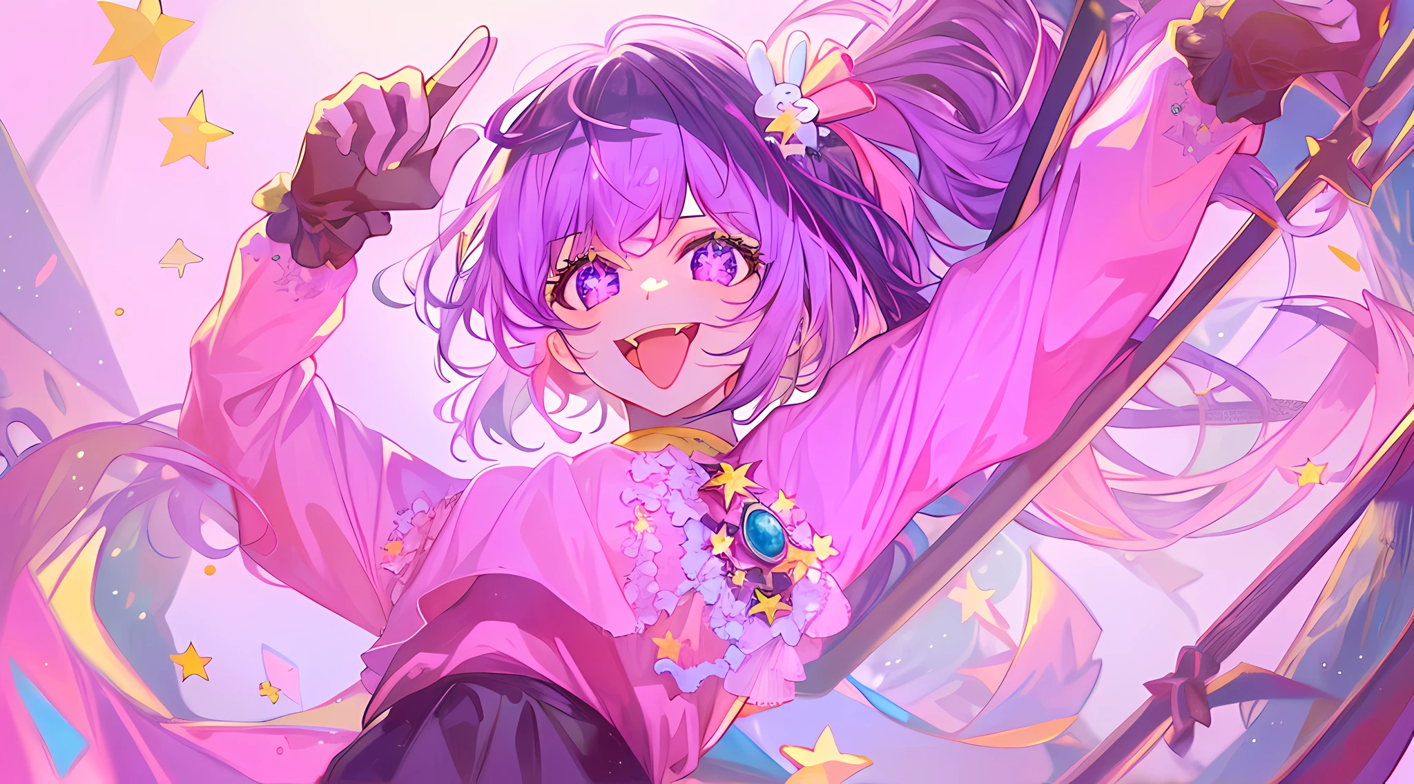 1girl, full body, cowboy shot,
(Rembrandt), illustration, (masterpiece), (best quality), (ultra_detailed), finely detail, (Depth of field),
HshinoAi,gloves, tongue out, tongue, long hair, star \(symbol\), looking at viewer, (purple hair:1.2), purple eyes, upper body, hair ornament, :p, frills, pink shirt, smile, sleeveless, shirt, idol, symbol-shaped pupils, hands up, bangs, one side up, star-shaped pupils, arms up,
dress pull,
Roaring Twenties, isometric, from above, sky, flower, cliff,