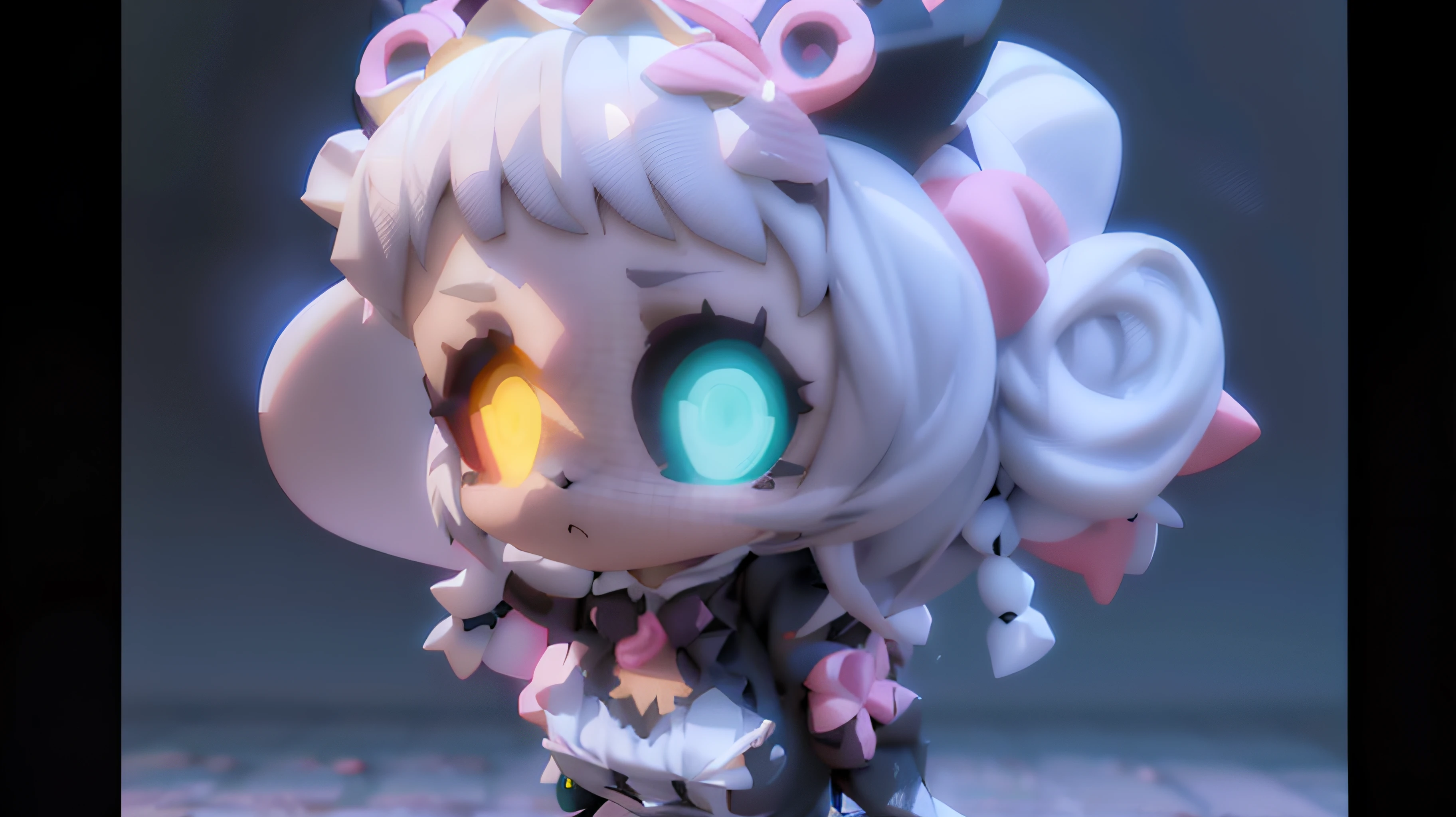 Anime characters in black and white costumes and pink bows, cute 3 d render, 3 d render stylized, toon render keyshot, stylized 3d render, stylized as a 3d render, Stylized anime, Stylized 3 D, Cute detailed digital art, 4 k octan render, close up character, 3 d render official art