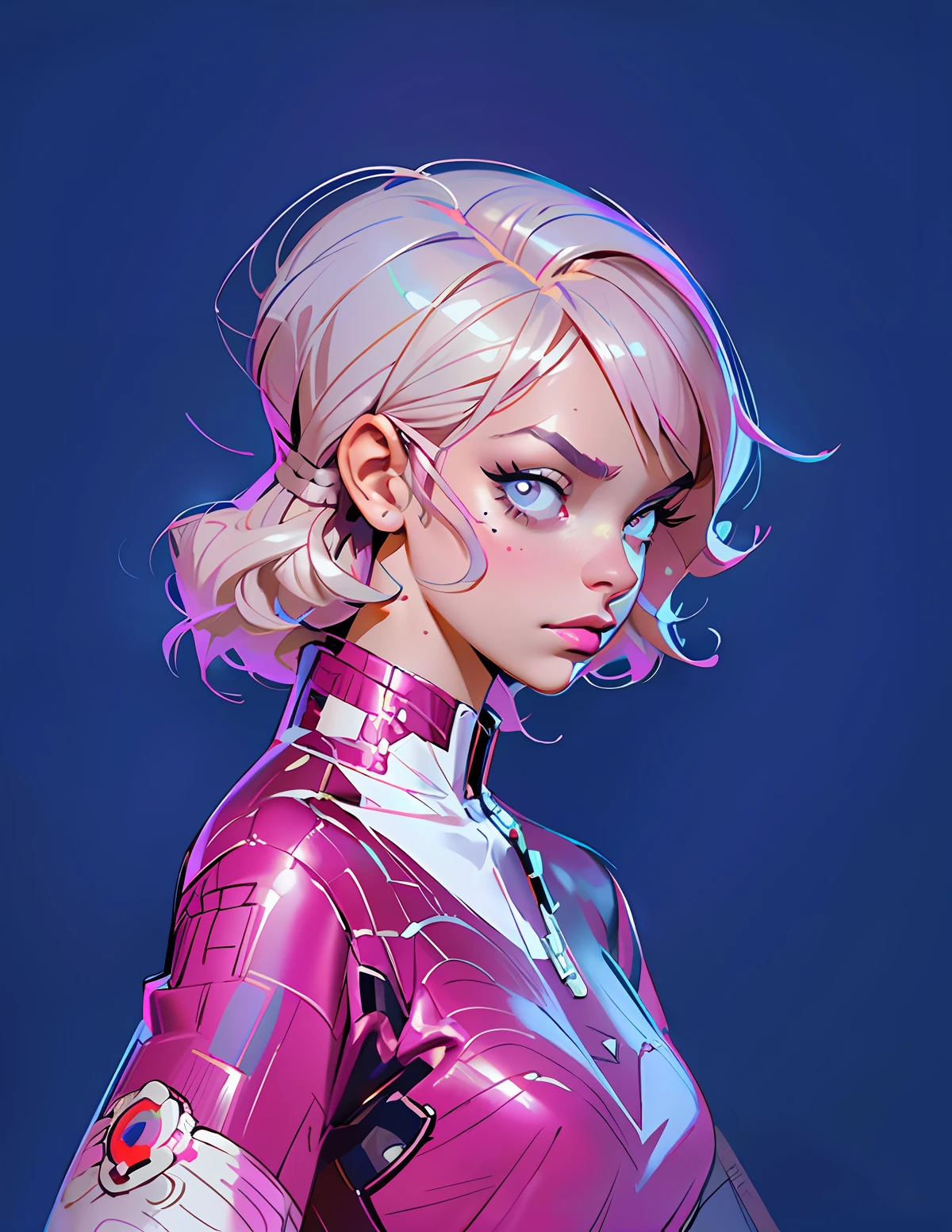 uma mulher com cabelo loiro e cabelo rosa usando uma roupa rosa, pintura digital de personagens, Artgerm e Lois van Baarle, retrato de personagem de closeup, pink iconic character, Arte digital Ilya Kuvshinov, retrato de personagem pintado, Pixar e Ilya Kuvshinov, pintura de personagens, pintura digital dos desenhos animados, arte digital do personagem, Rosto de Ilya Kuvshinov, aranha gwen