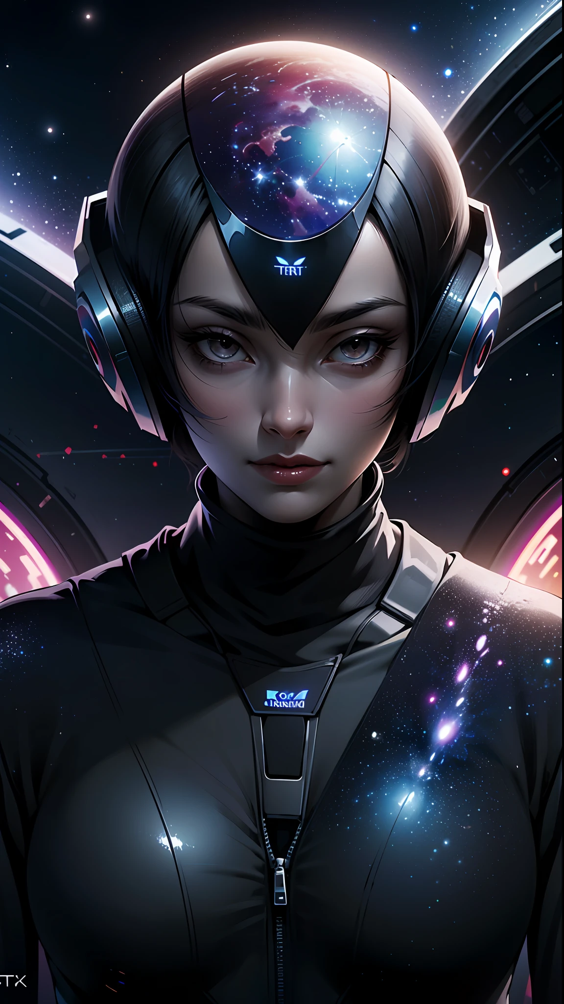 nijistyle,rfktr_technotrex,woman exploring planets, alien worlds, exotic locations, deep space,unkown terrors, galactic, nebulas,stars,fcPortrait
