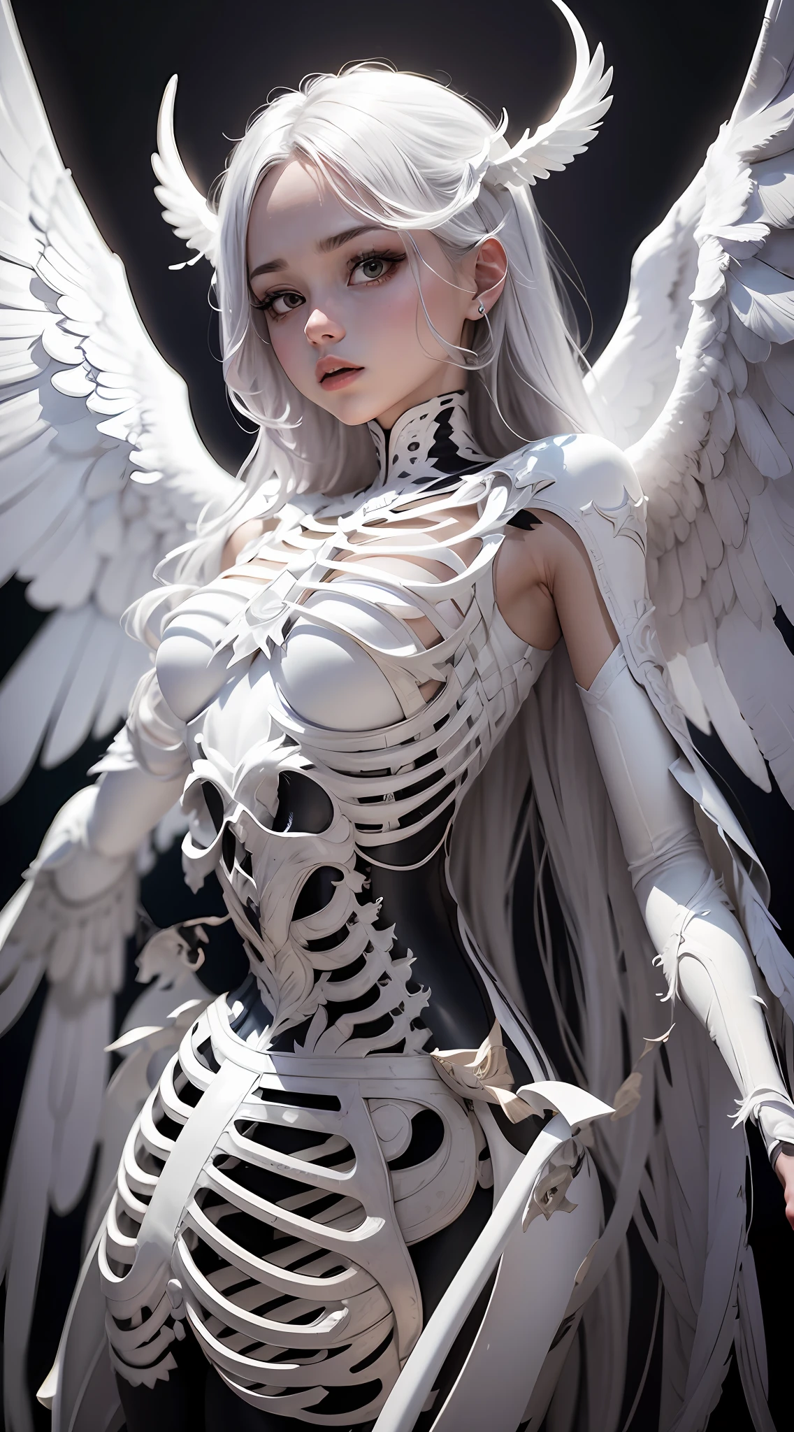 Black body，white backgrounid，Black wings