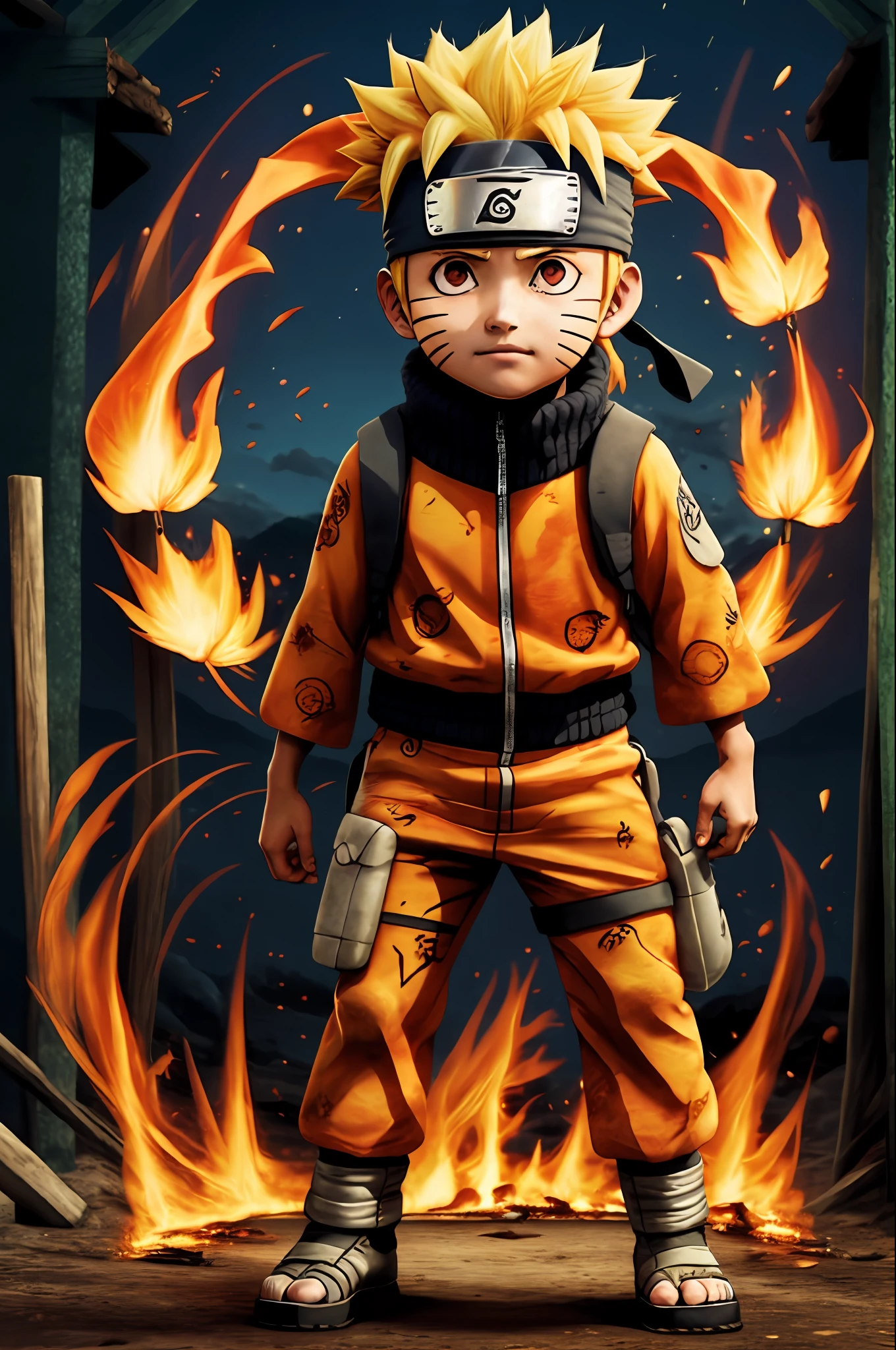 Naruto, garoto, fundo preto, fire, 9 caudas de raposa.