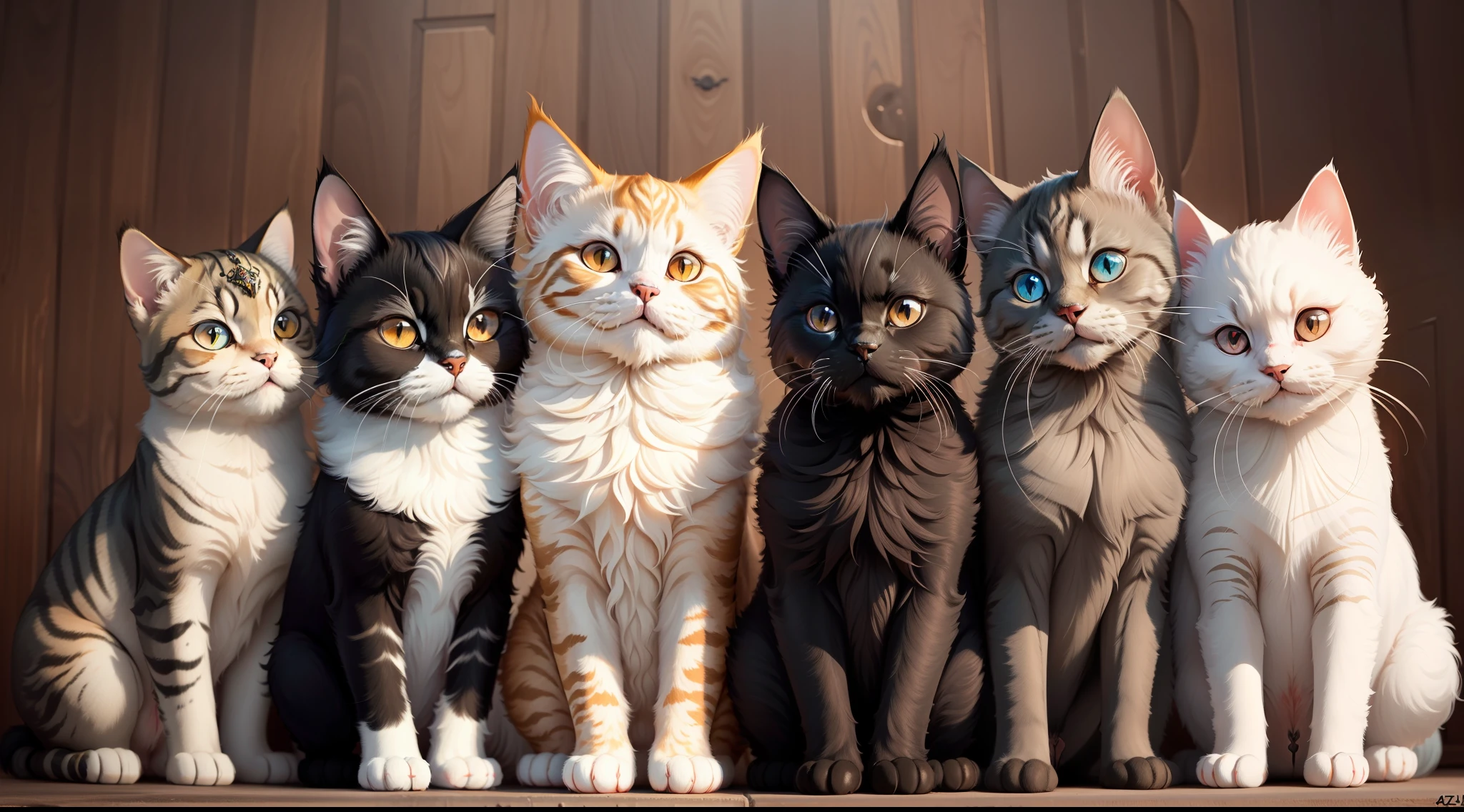 various types of Persian cat breed,bombaim,Siamese,azulrusso,maine coon,Munchkin, todos muito lindos maquiados e ainda sorrindo, 4k --auto