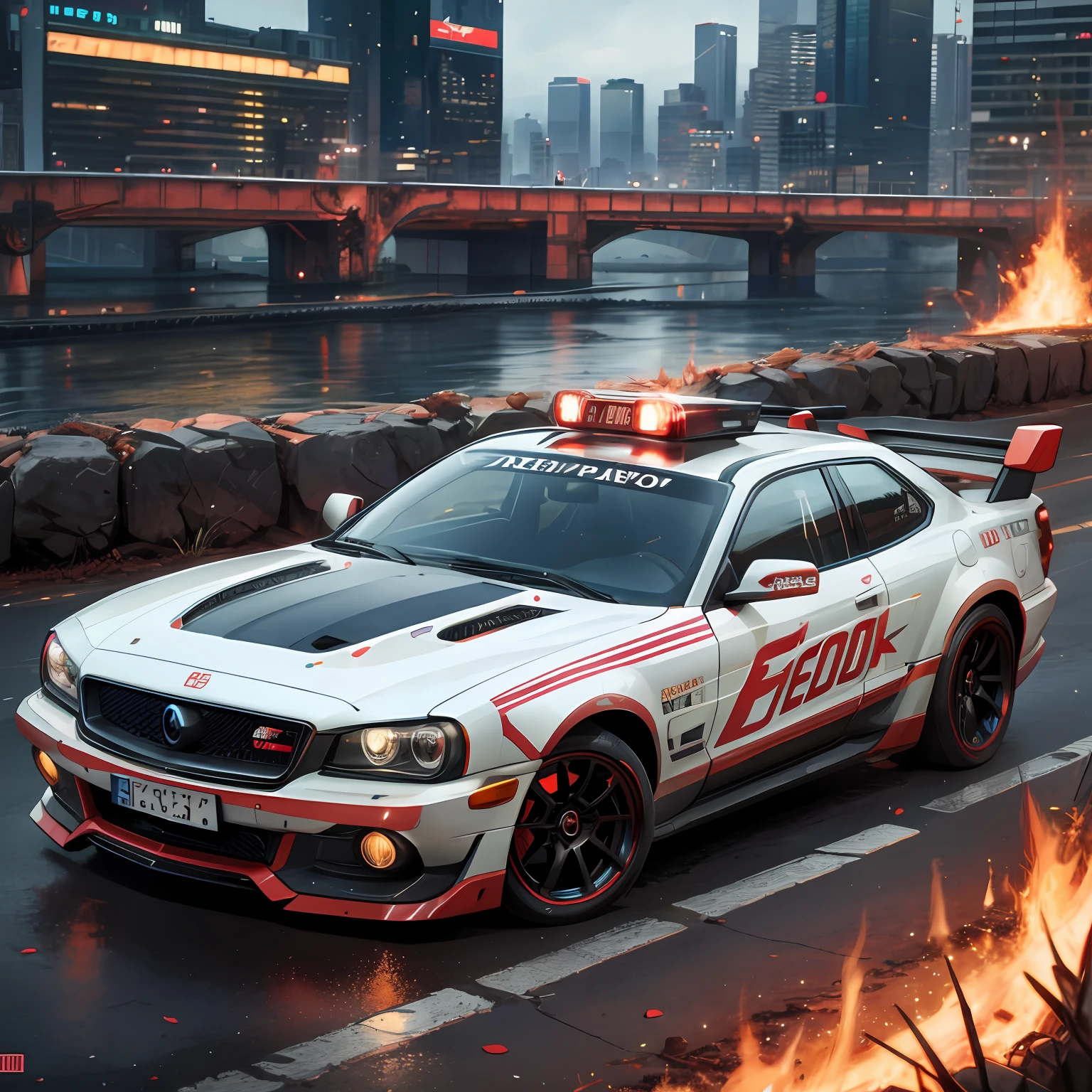 Cyberpunk Fire Car