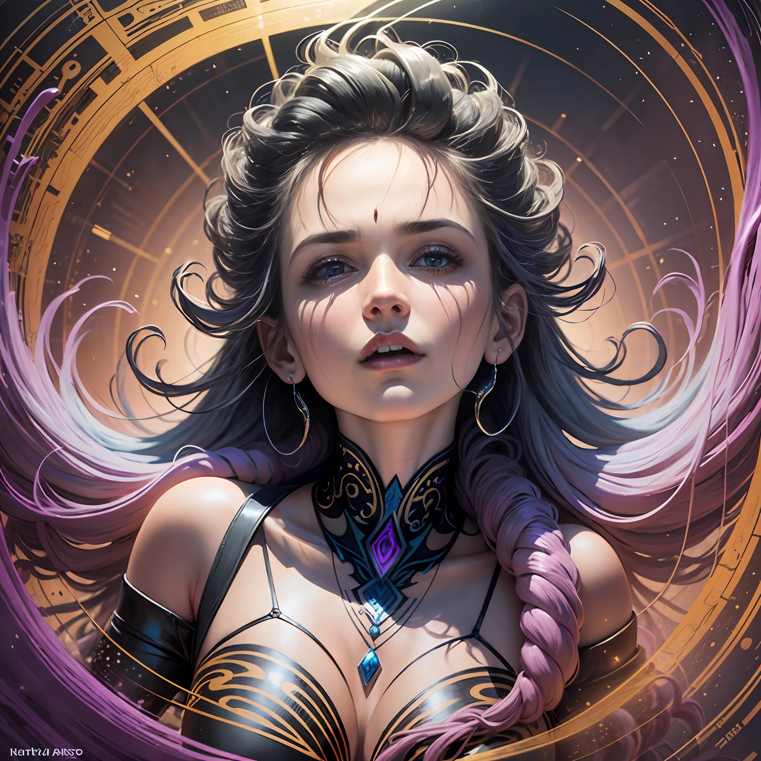 arte similar al arte de Alex Grey, con lineas negras y finas fondo blanco, mujer, vortex, ultra realista