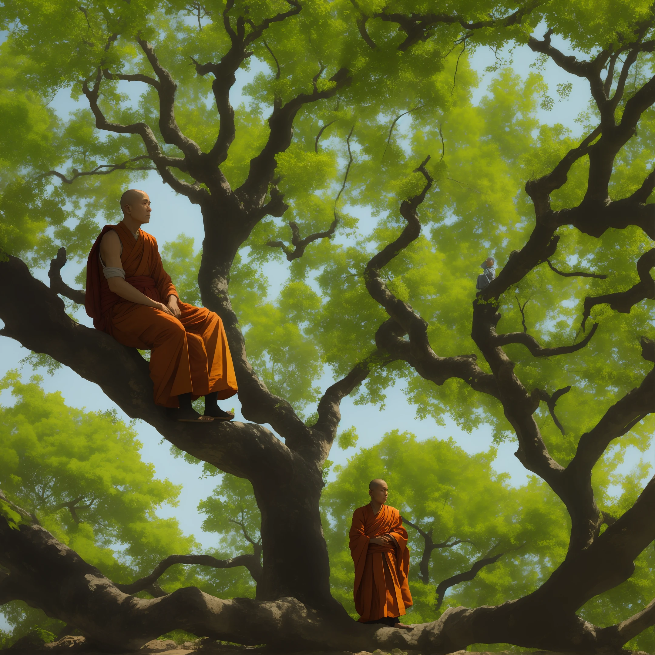 A monk under a tree