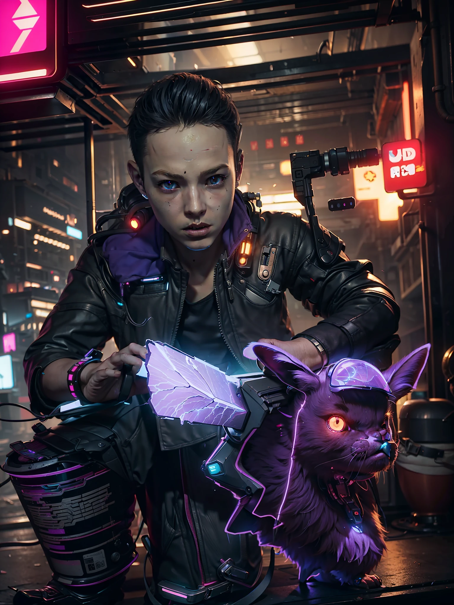 a boy cyberpunk, UHD, ultra detailed, violet perple cinematic, highres, Anti Aliasing, FKAA, TXAA, RTX, SSAO