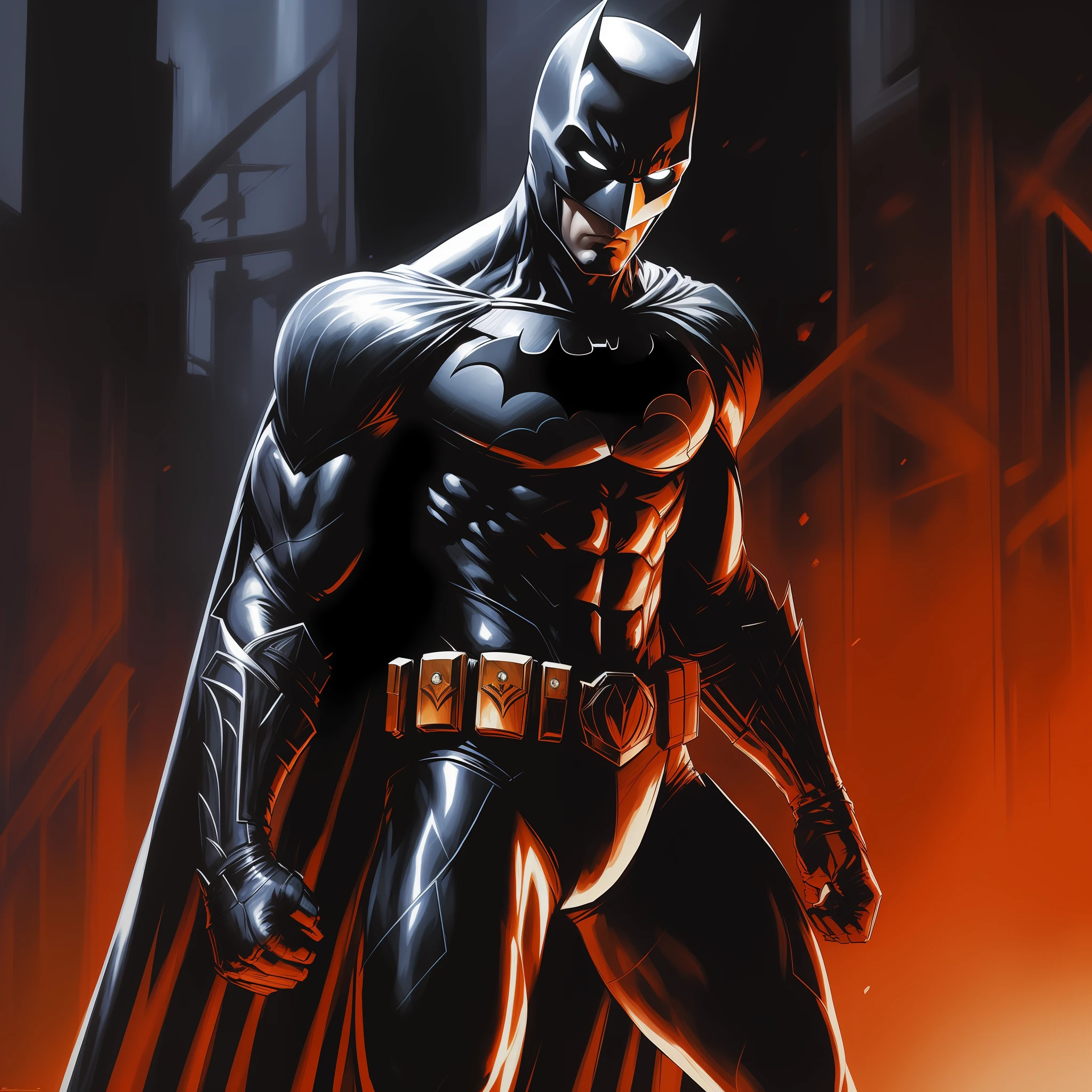 Batman standing in a dark room with a red light coming from behind him, Nos quadrinhos do Batman, Nos quadrinhos do Batman, inspirado em Jim Lee, Batman, Neal Adams | Escuro, Do filme Batman, O Batman, Retrato de Batman, Directed by: Alex Ross, Retrato do Batman, Estilo de Alex Ross, Estilo Alex Ross, Estilo de Raymond Swanland, inspirado em Raymond Swanland