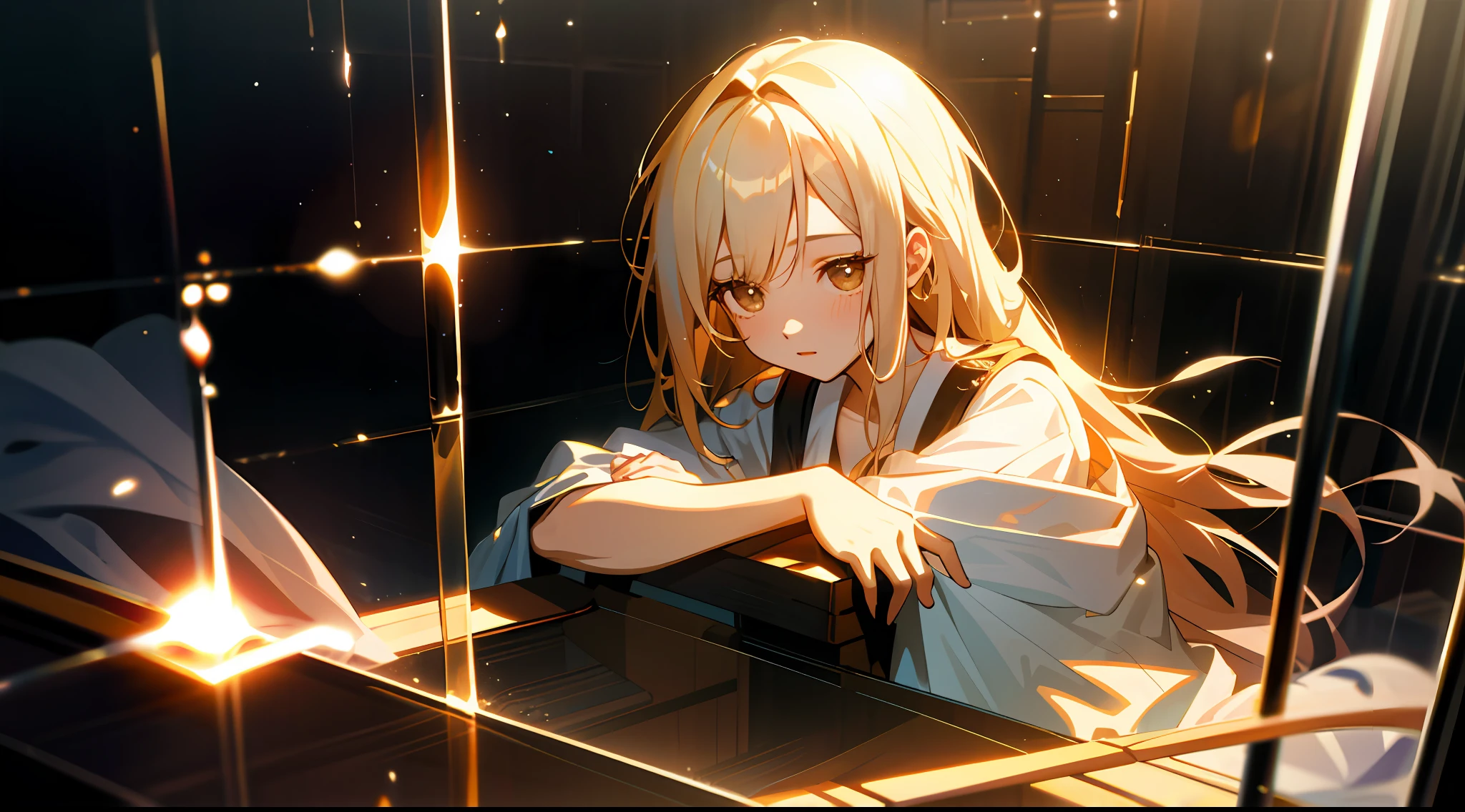 zori，glass，Long-haired girl，Vacated，Light，HD beauty CG