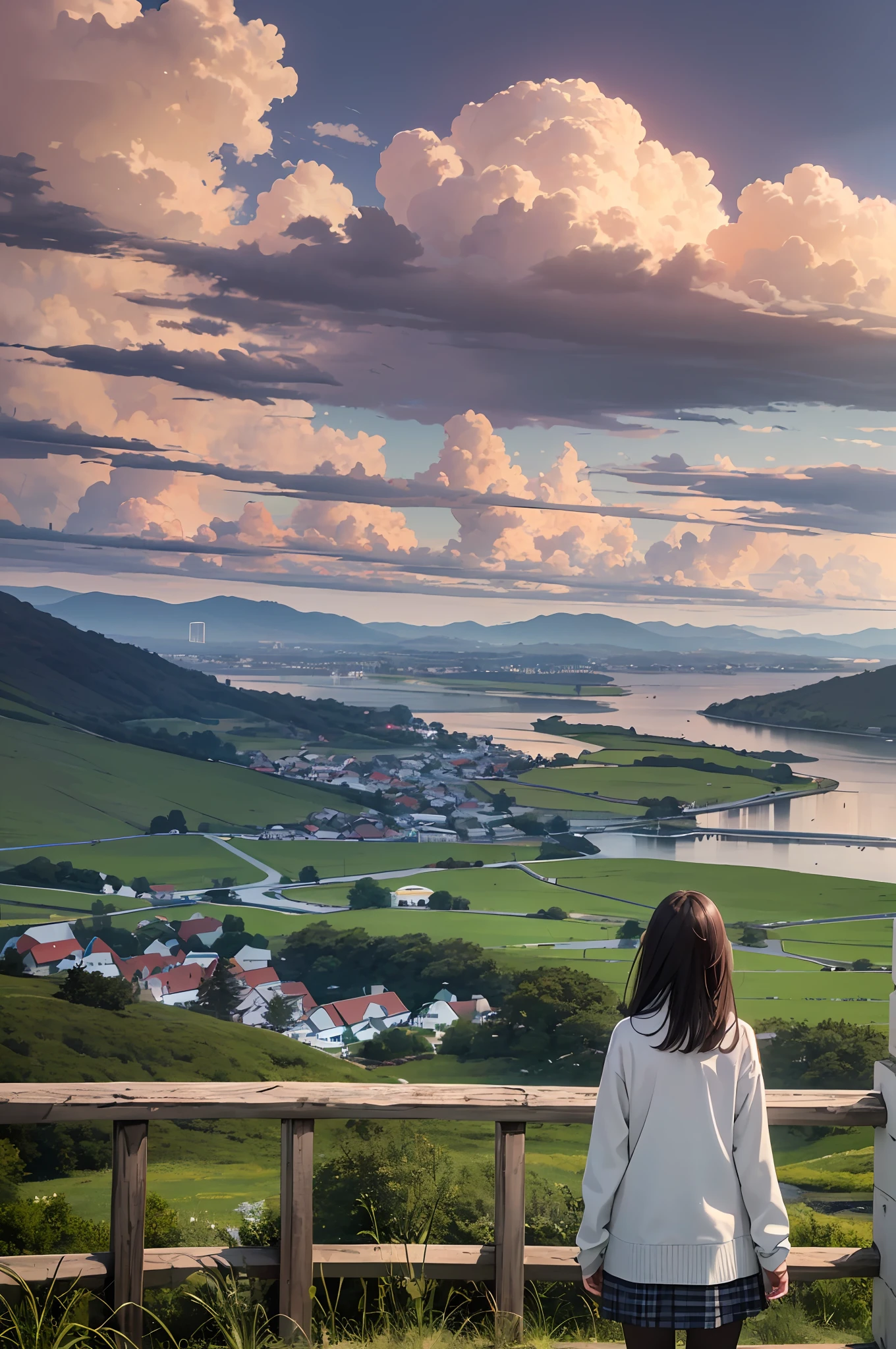 a girl looking at the scenic view