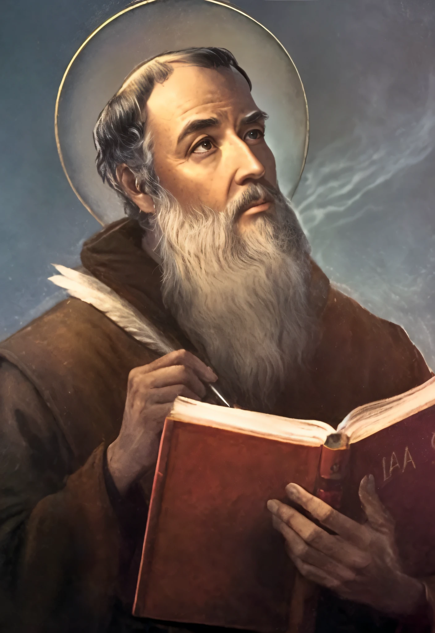 imagem de um homem com barba lendo um livro, Santo ortodoxo, Realistic image in high definition, 8k