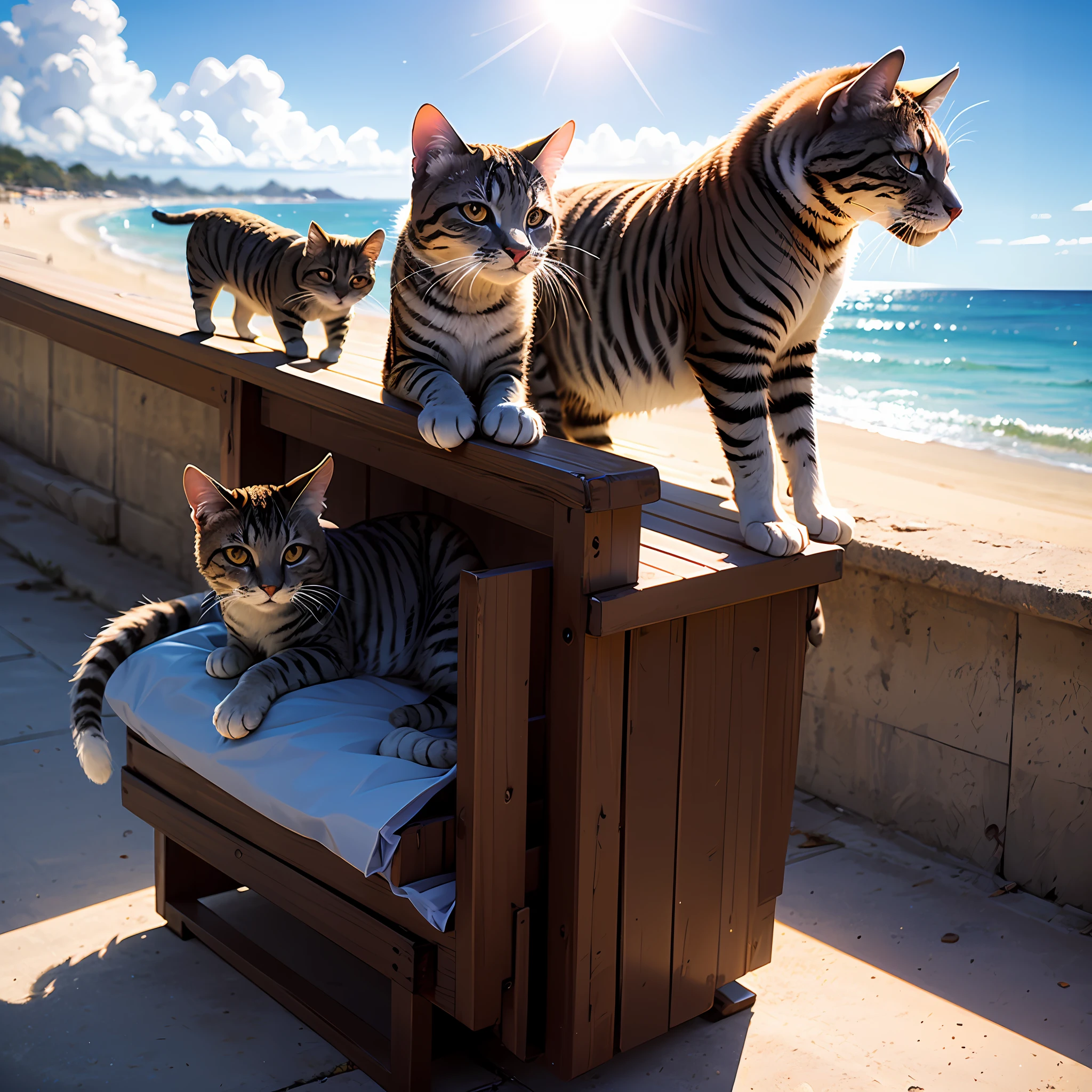 Uma menina com gatinho ao por do sol numa praia --auto