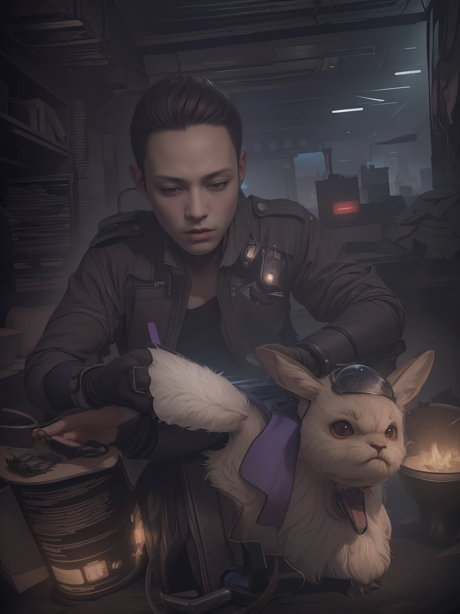 a boy cyberpunk, UHD, ultra detailed, violet perple cinematic, highres, Anti Aliasing, FKAA, TXAA, RTX, SSAO