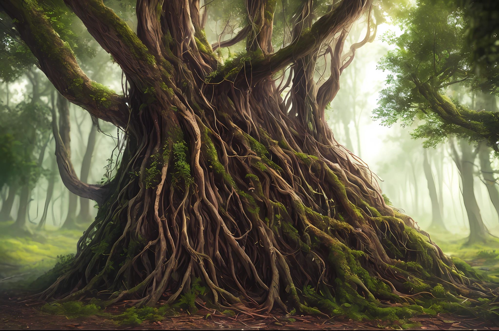 masterpiece, best quality, high quality,extremely detailed CG unity 8k wallpaper, An enchanting and dreamy scene of a fantasy forest, with towering trees, digged hole, hidden fairy glens, creating a sense of mystique and enchantment, artstation, intricate, trending, award winning photography, Bokeh, Depth of Field, HDR, bloom, Chromatic Aberration ,Photorealistic,extremely detailed, trending on artstation, trending on CGsociety, Intricate, High Detail, dramatic, art by midjourney