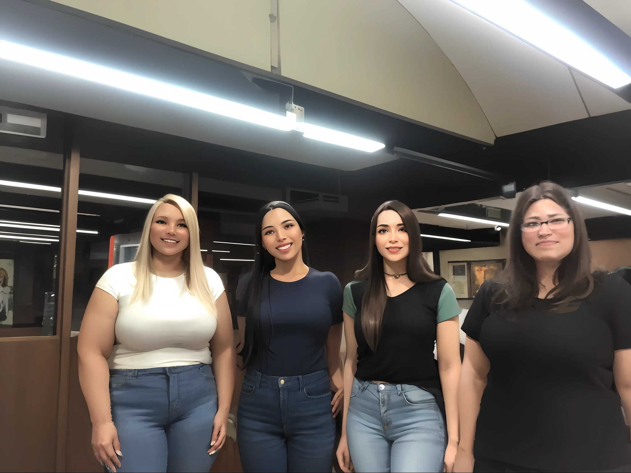 4 barbies em uma sala bonita