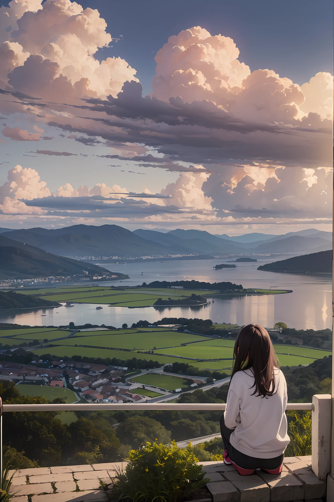 a girl looking at the scenic view
