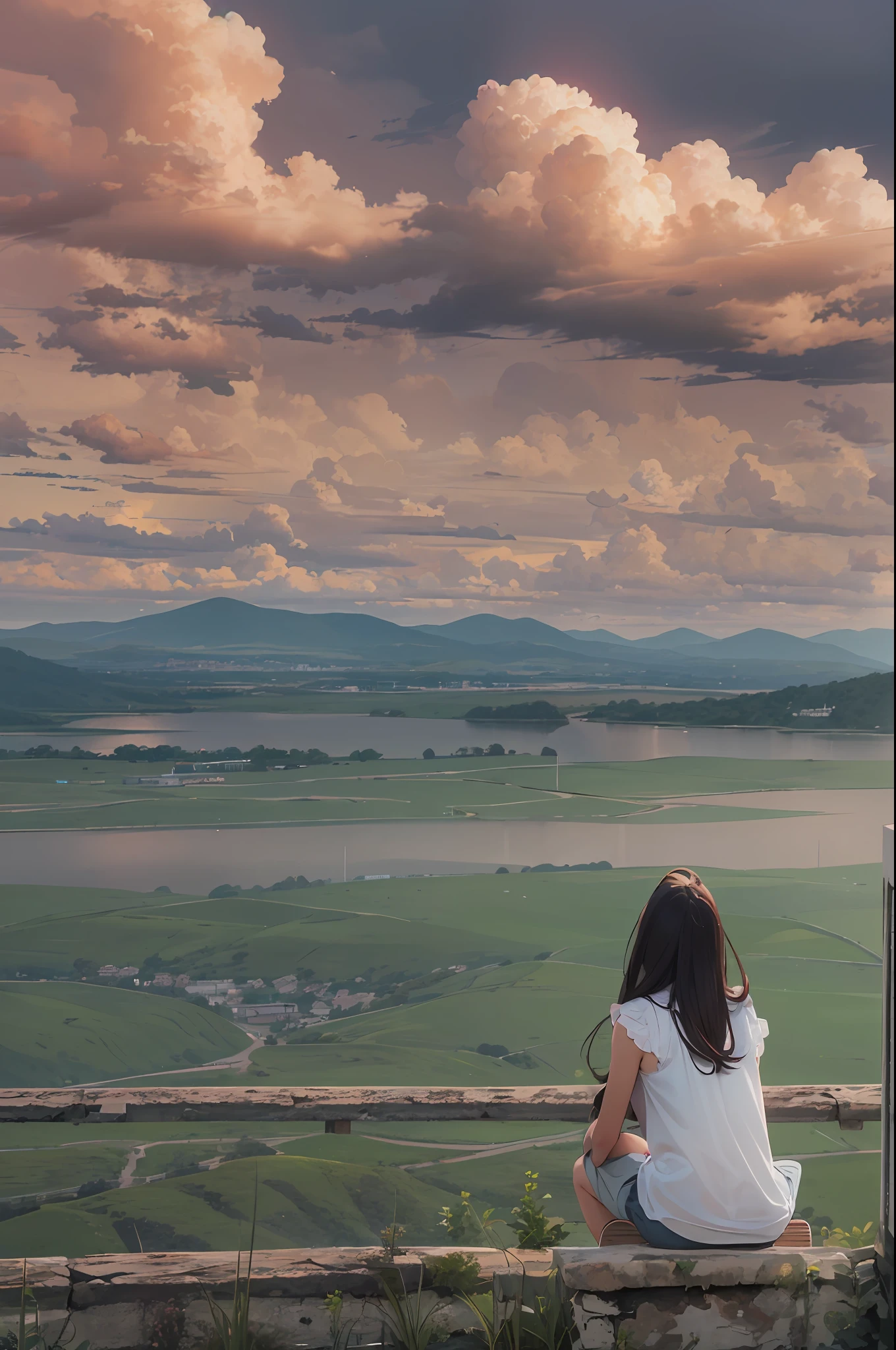 a girl looking at the scenic view