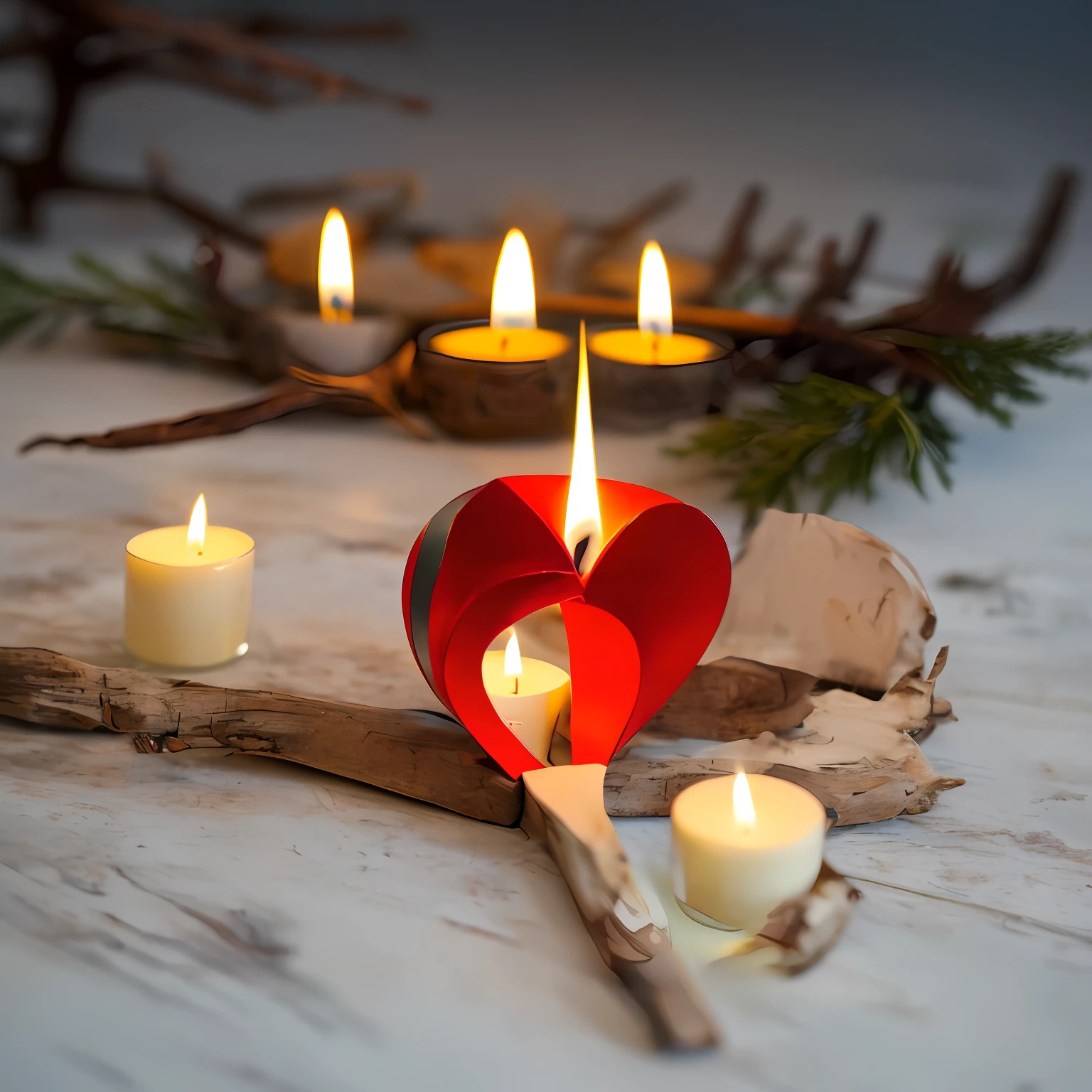 A stylized heart in the shape of a candle flame. --auto