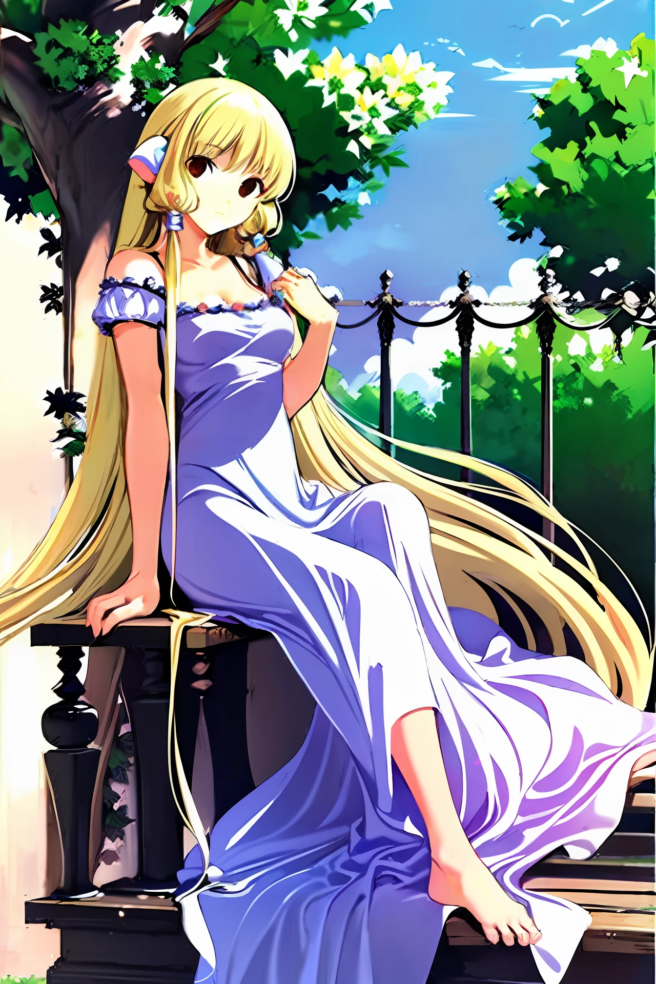 Long blonde hair that turns blue，Royal sister，quadratic element