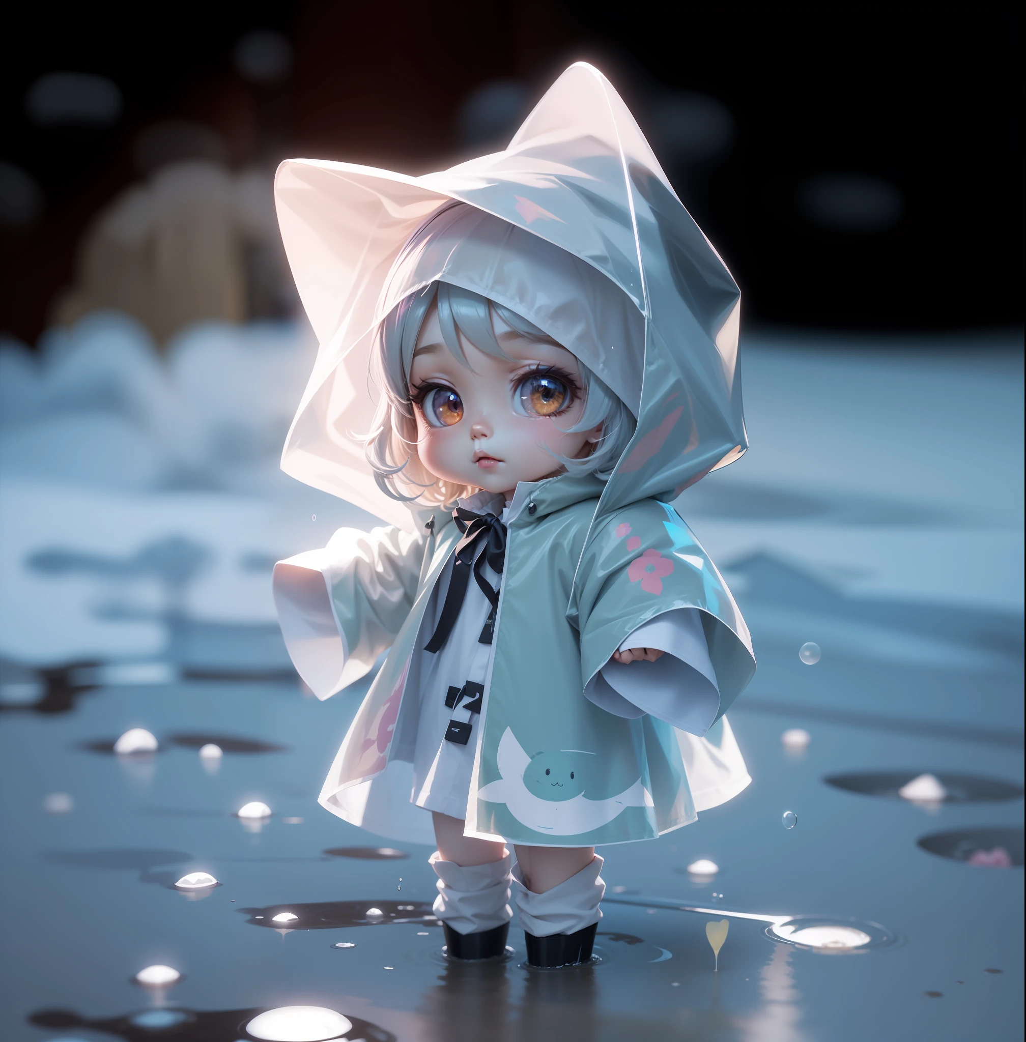 Anime characters in raincoats standing in puddles, Guviz-style artwork, Guviz, From Arknights, profile picture 1024px, adorable digital art, Cute detailed digital art, from touhou, Cute anime, By Yuumei, magically glowing, cute artwork, anime styled 3d, style of anime4 K