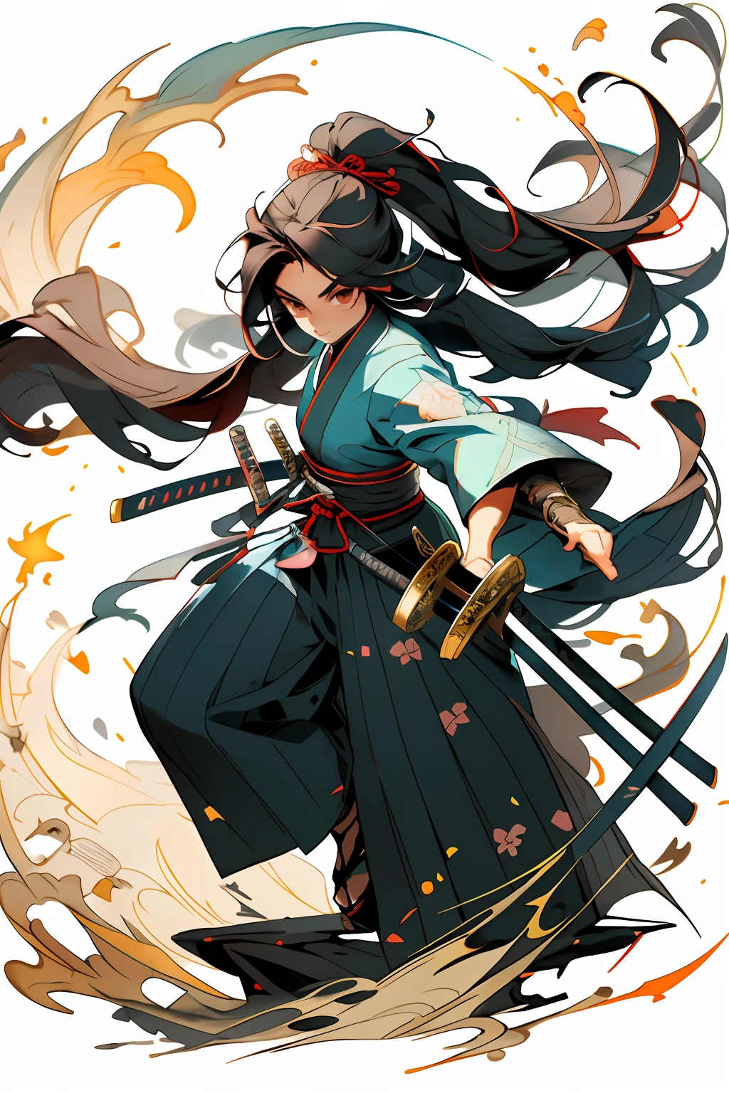 ,weapon, 1girl, long hair,male focus, sword, solo, japanese clothes, holding, holding weapon, katana, holding sword, sheath, , , long sleeves, , haori, , hakama, kimono, sheathed,full body,
,,