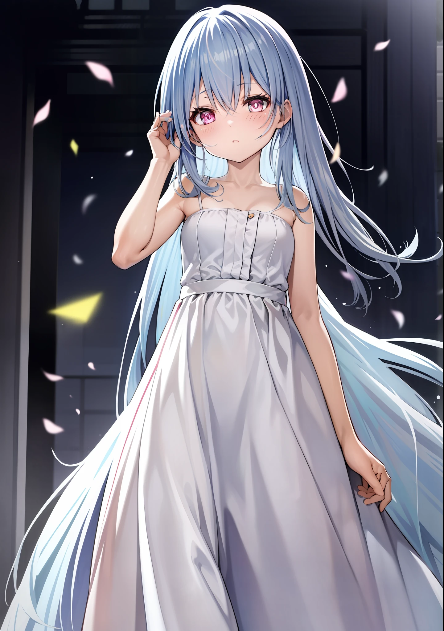 anime girl with long gray hair and pink dress and green coat, nyaruko-san, anime moe artstyle, haruno sakura, loli in dress, shirabii, anime girl named lucy, anime visual of a cute girl, anime best girl, shikamimi, as an anime character, anime character, mikudayo, yuruyuri