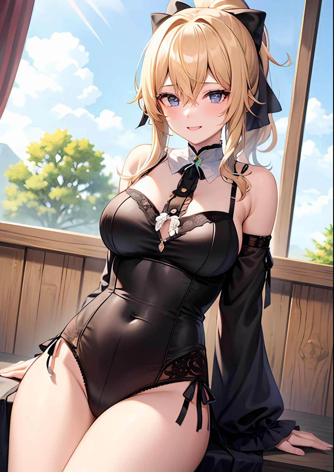 (nakeness:1.4),(Lingerie transparent:1.3),(Be red in the face:1.4),ssmile,cowboy lens,((Ccup)),full bodyesbian,underdressing (Large breasts)