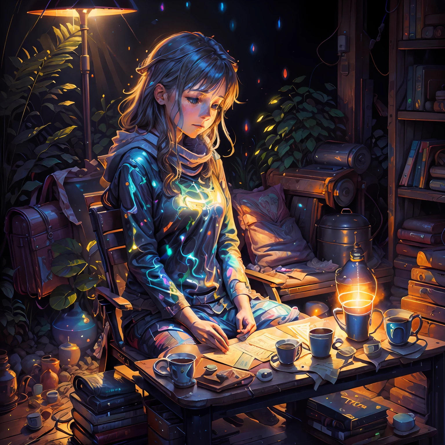 Lighting painting of sitting still --auto