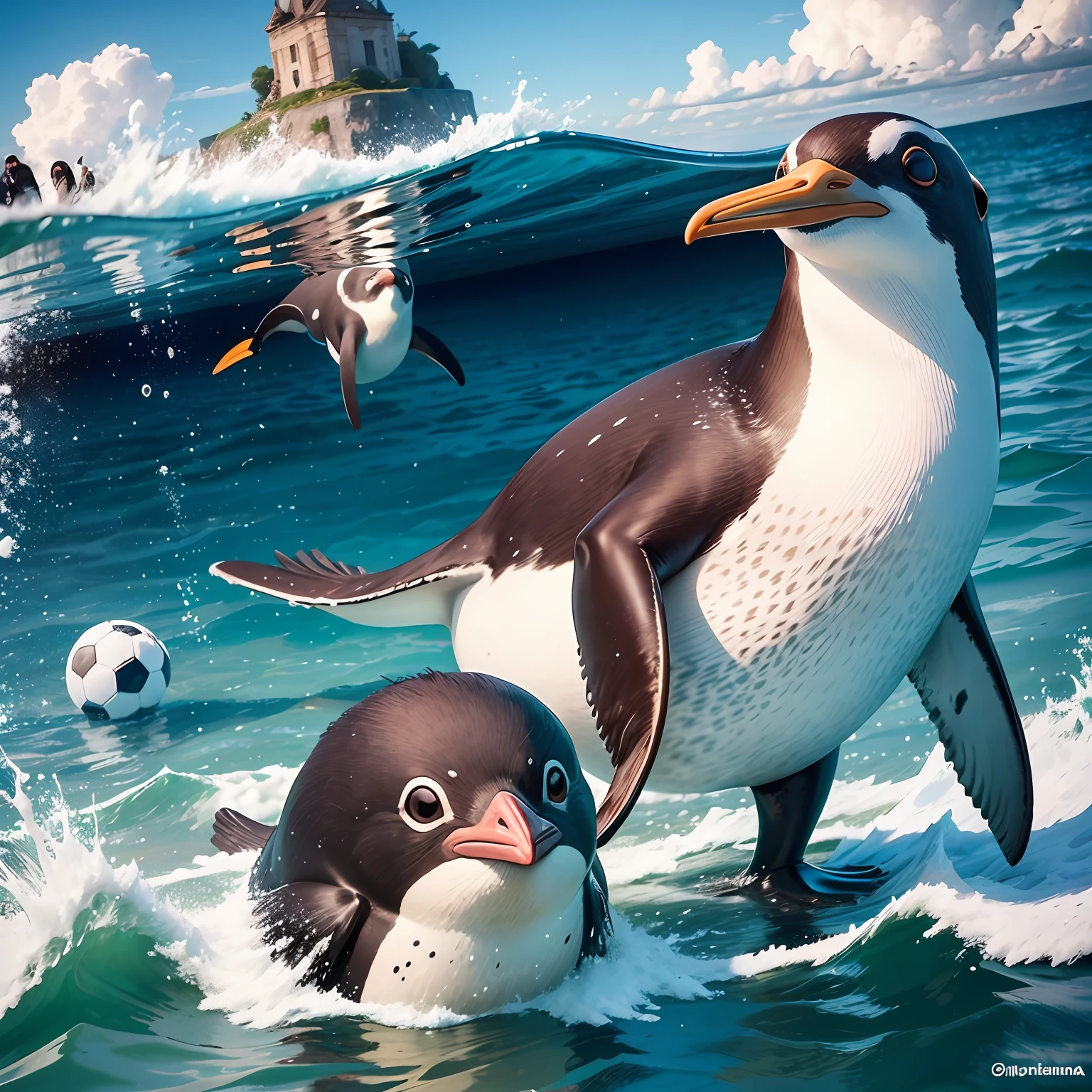 pinguim, Futebol no mar, Ball in the water, Selos, Water acrobatics, Unexpected fun, Stamp Family, Penguins and Seals playing in the water, Penguins and Seals playing ball in the water, pinguim, Foca, Ball in the water, Penguin in the water, Waterproofing, brincadeira, Foca, Foca, Foca, Selos, pinguins