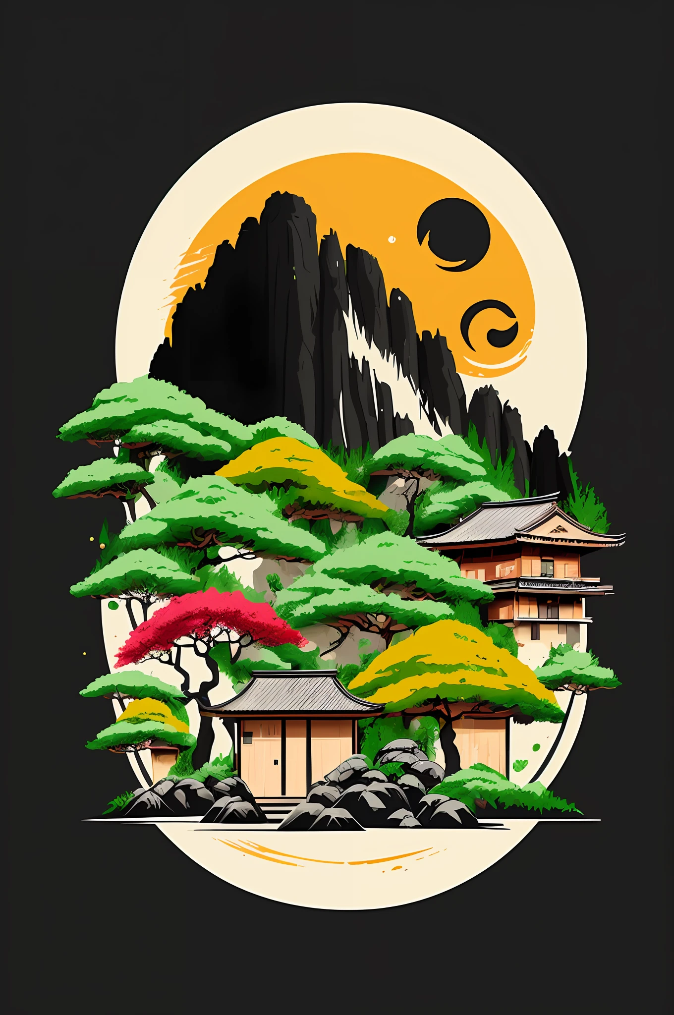 (((T-shirt graphic design))), FLAT DESIGN, ((Naruto anmie character)), fantasy, vector art, FLAT DESIGN, Ultra High details., Colorful tones, highly detailed cleanup, vector image, Photorealistic masterpiece, professional photography, simple t-shirt background leaf village, flat black background, isometric, bright vector((black background))