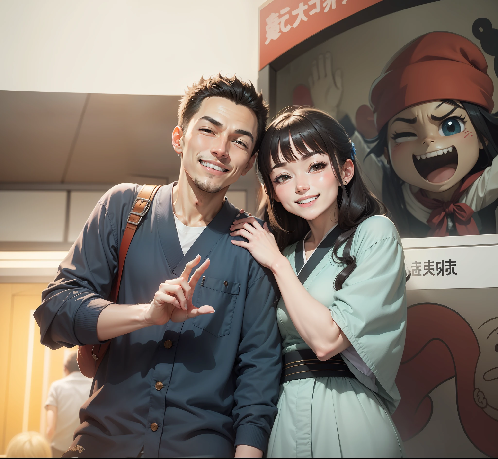 Couple avatar，adolable，Sketch style，japanese manga，grin face，Being able to feel love