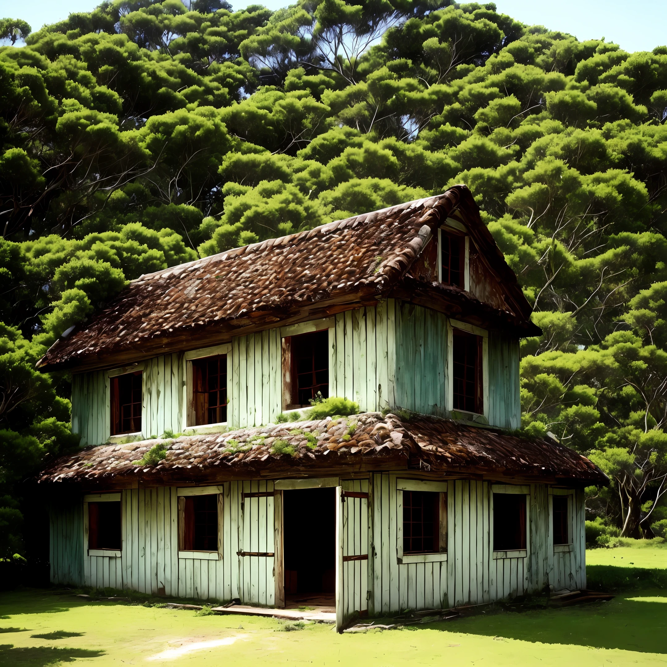 Em um pequeno vilarejo, cercado por densas florestas, stood a mysterious mansion that had been abandoned for decades