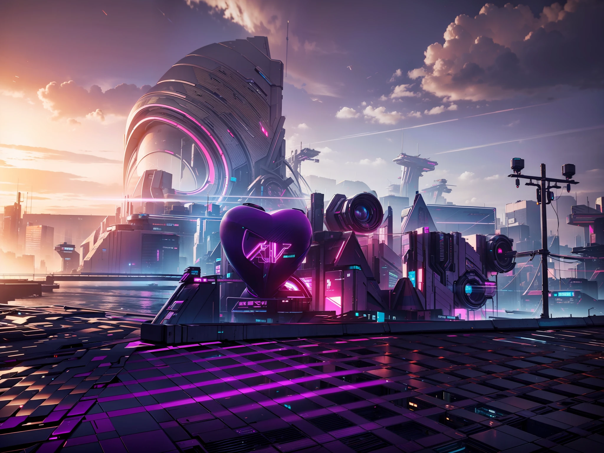 a city of cyberpunk futuristic, UHD, ultra detailed, violet perple cinematic, highres, Anti Aliasing, FKAA, TXAA, RTX, SSAO