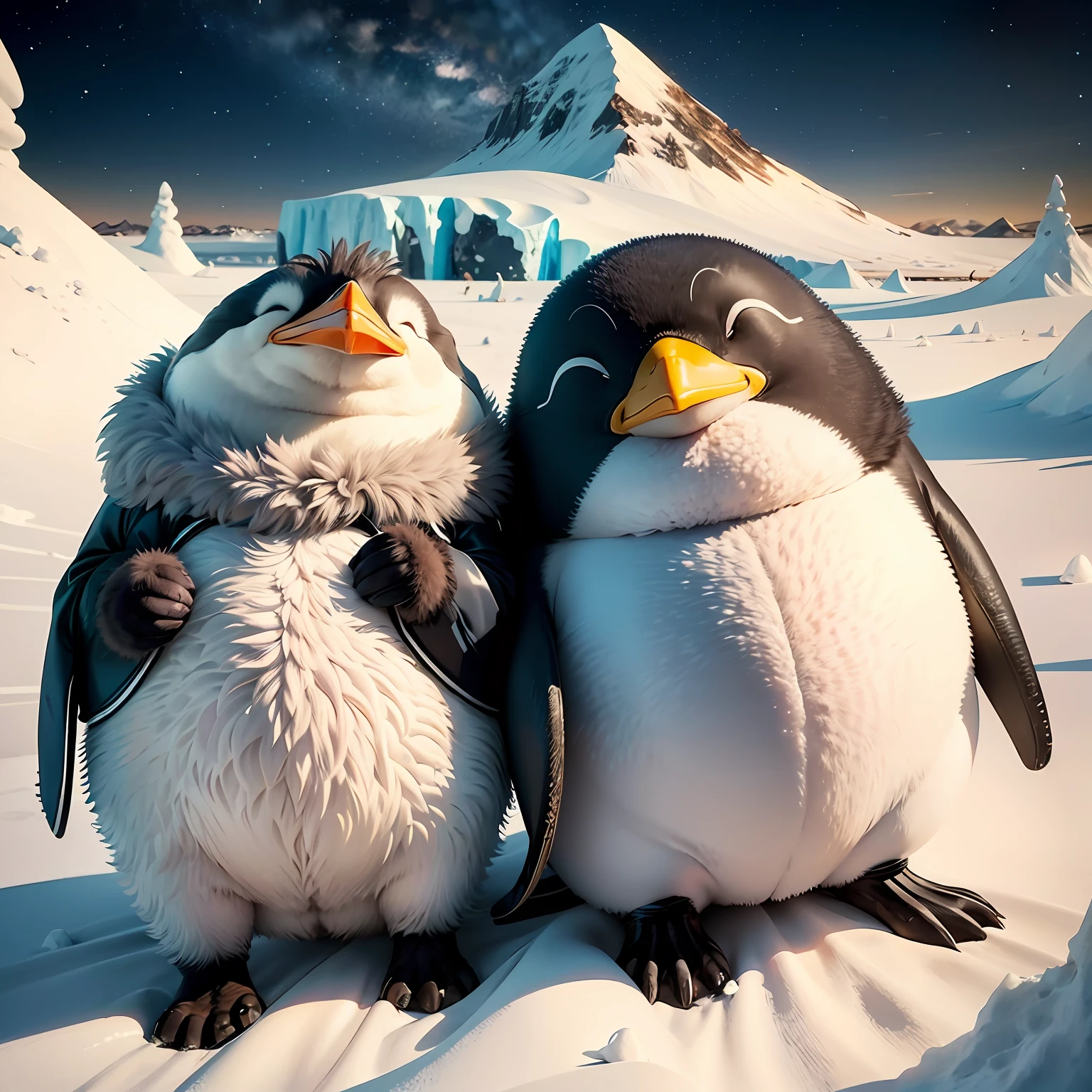 Pinguim, pinguim dormindo feliz, pinguim dormindo der noite, noite, apenas animal, neve, antartica, pinguim dormindo na neve --auto