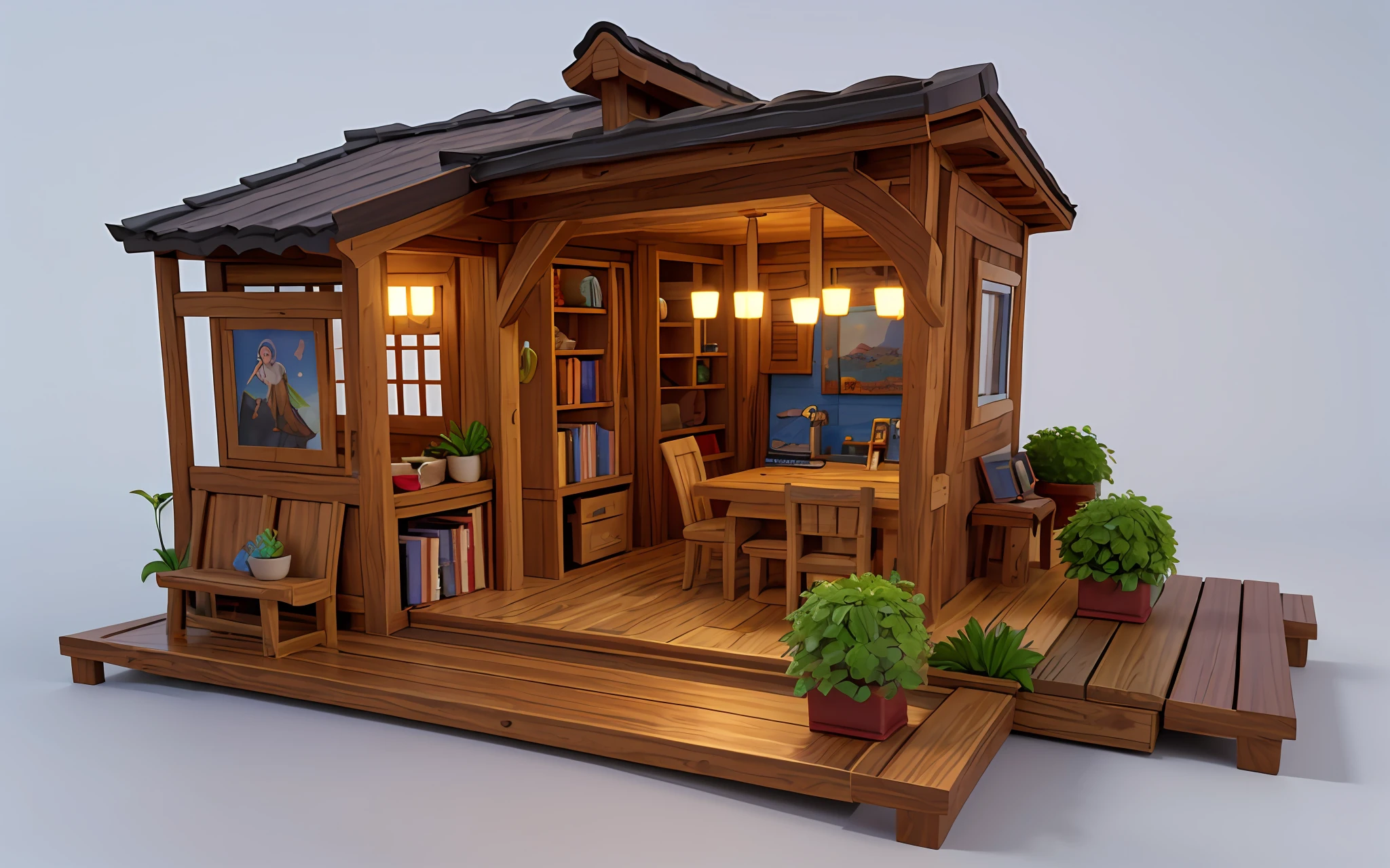obra-prima, melhor qualidade, 3d, ao ar livre, mini paisagem, studio,