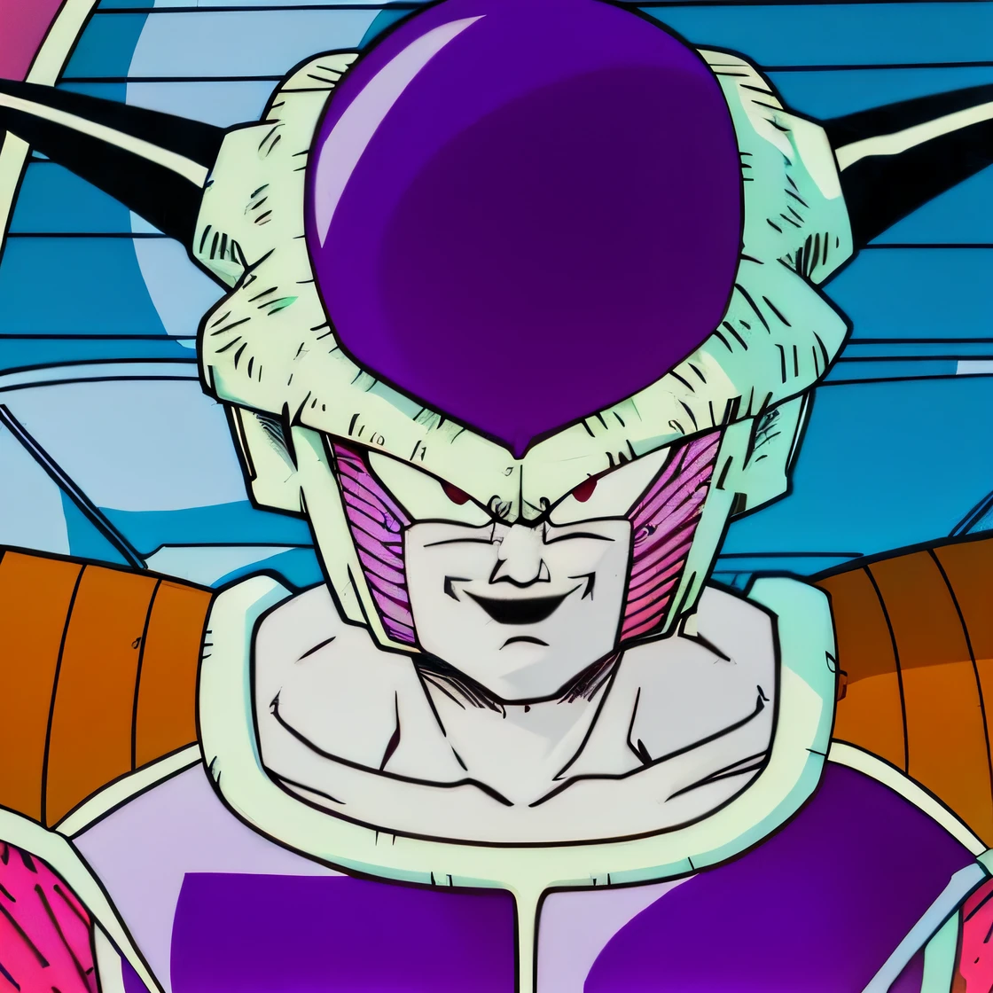 A closeup of a cartoon character with a purple hat, Cell, Toei, Personagem Dragonball, transformando-se em sua forma final, cell-shading, cell - shading, Directed by: Akira Toriyama, Dragon ball z, cell - shaded, cell-shaded, arte conceitual de dragon ball, Dragon Ball Z, Vegeta, DBZ, Armadura Saiyajin --auto