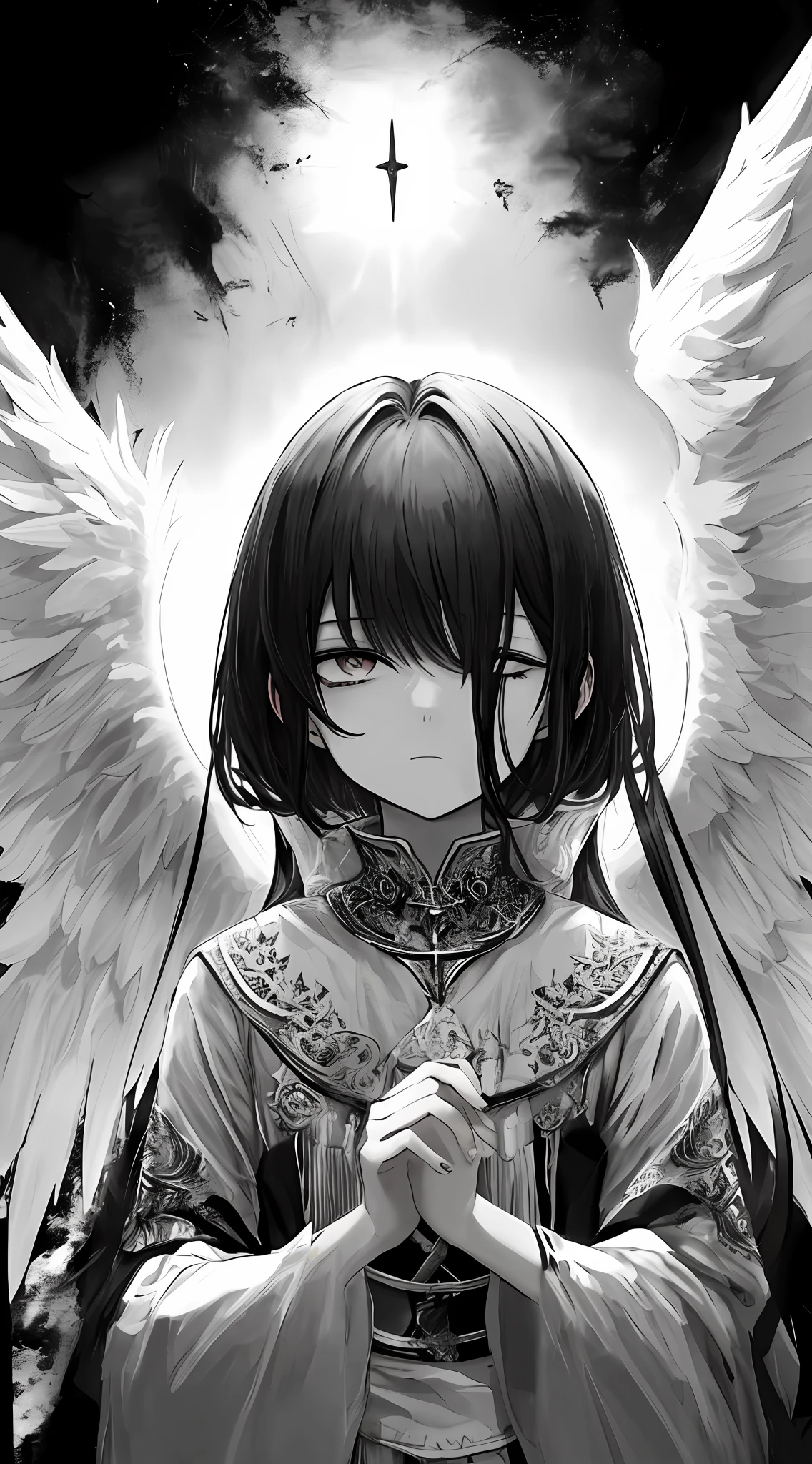 tmasterpiece,black andwhite,sleeve,Fit the background