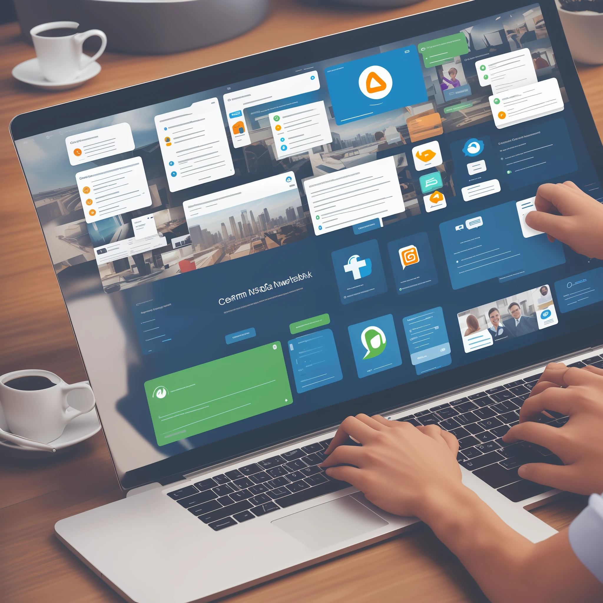 Visualize a virtual assistant seamlessly integrating social networking and CRM tools for effective lead generation.