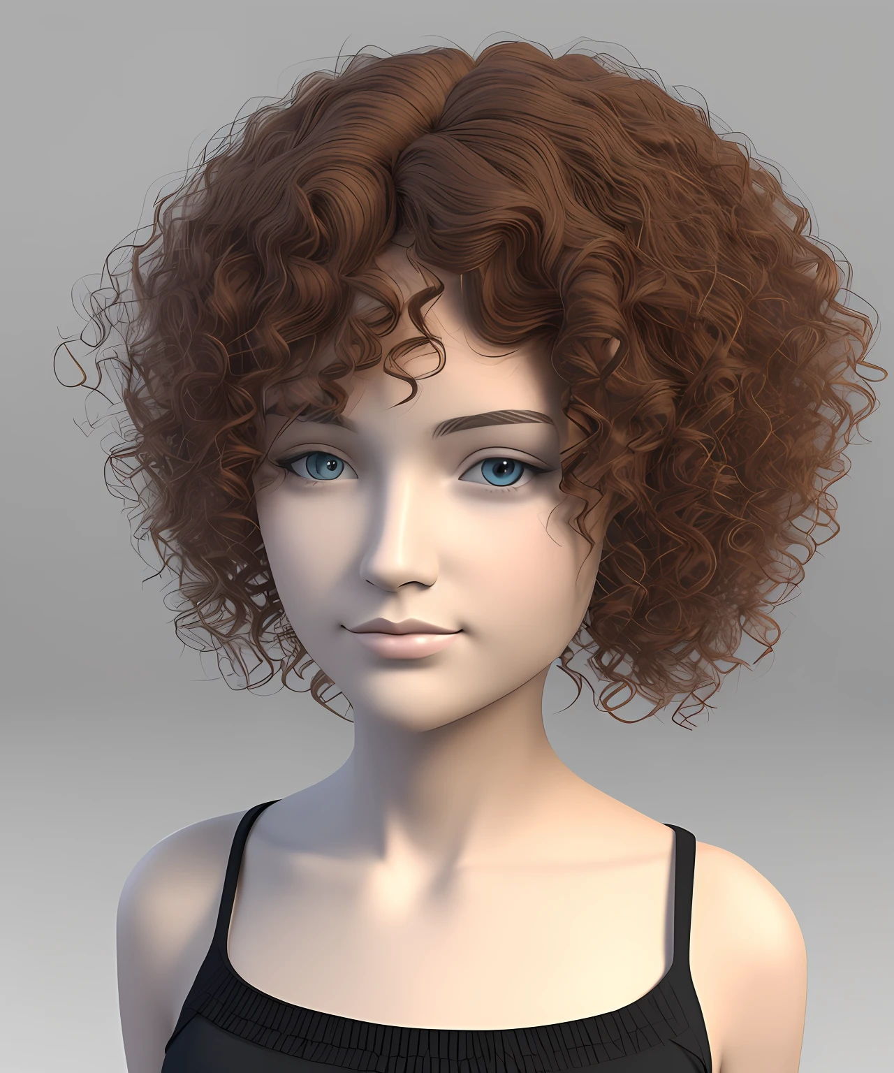 Curly hair girl 3d