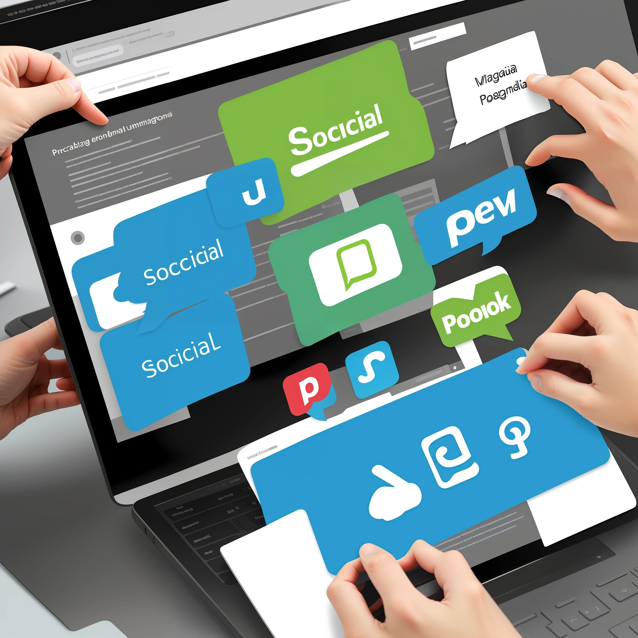 Produce a visual representation of a virtual assistant managing lead generation across various social media platforms.
