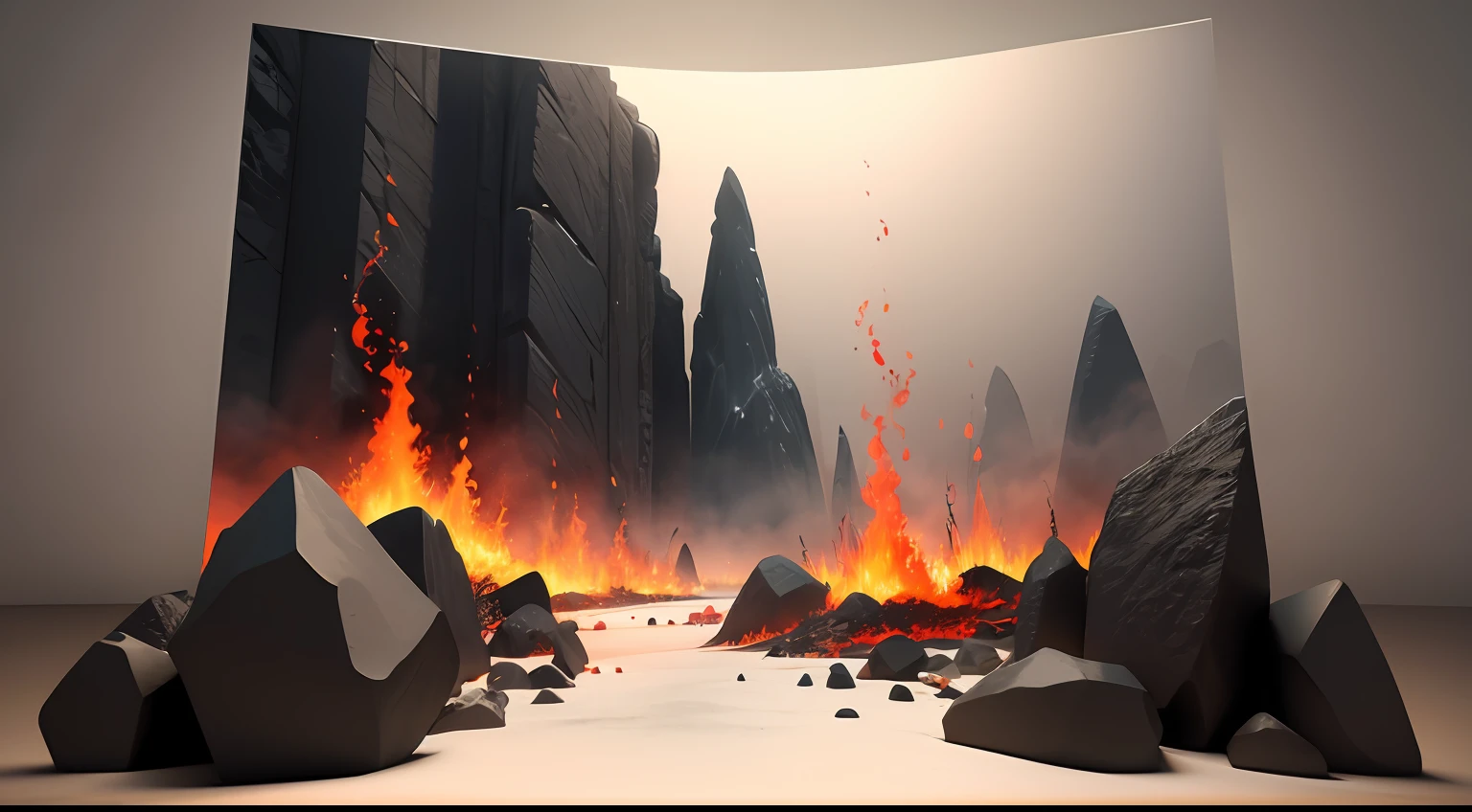 Nordic background on fire red and black in realistic 3D --auto