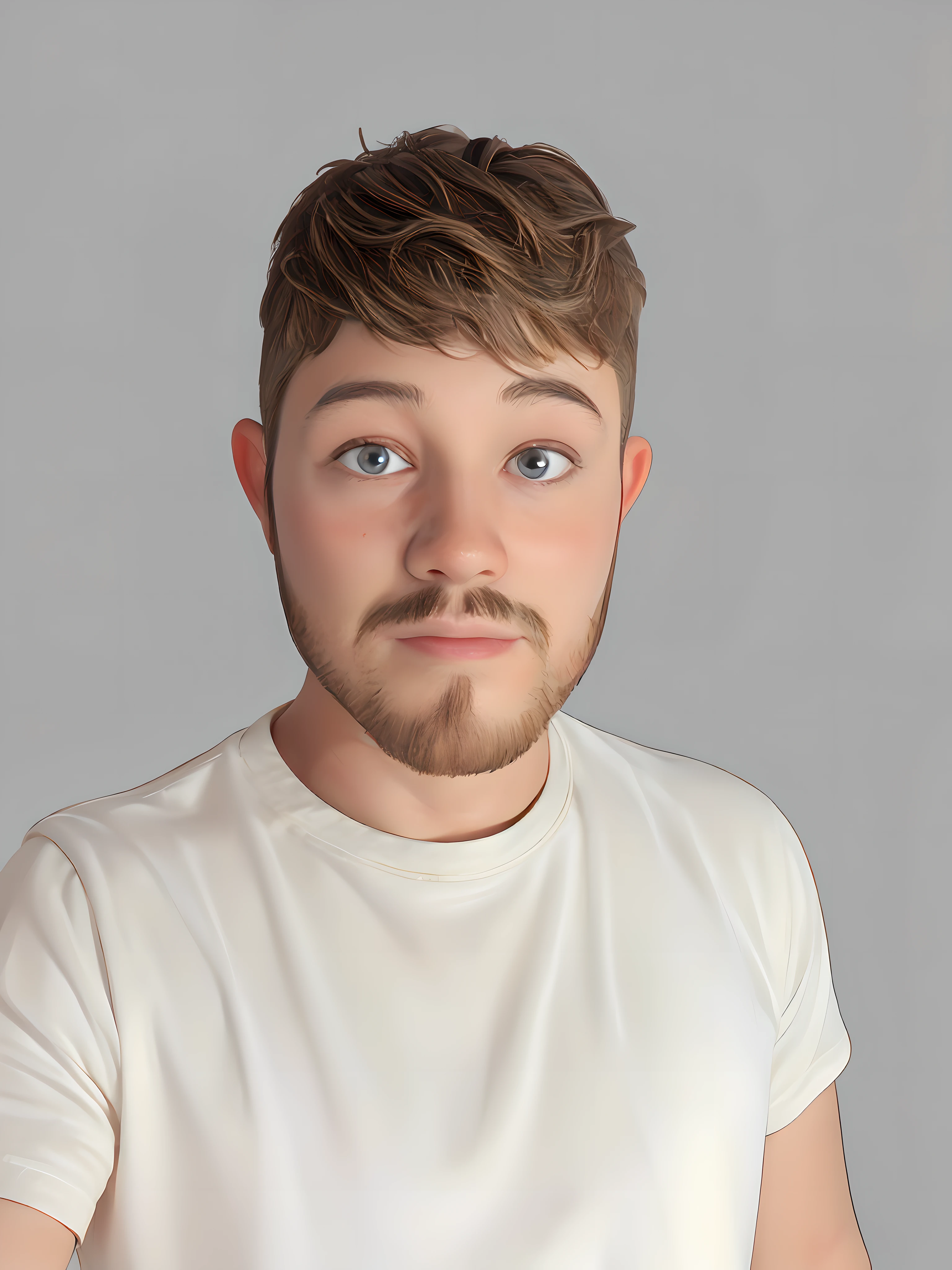 ((best qulaity)), ((Meisterwerk)), (detailliert), ultra detailliert, ein junger Mann, a portrait, inspiriert von Dan Content, reddit, Fotorealismus, YouTube-Video-Screenshot, Look surprised, h3h3, Detailed portrait shot, detailed face, detailed eyes, stubble beard, schaut direkt in die Kamera, Oh ja, Harte Beleuchtung!, Youtuber, Low-quality video, Blick direkt in die Kamera, jaidenanimations, Realistisches Filmmaterial