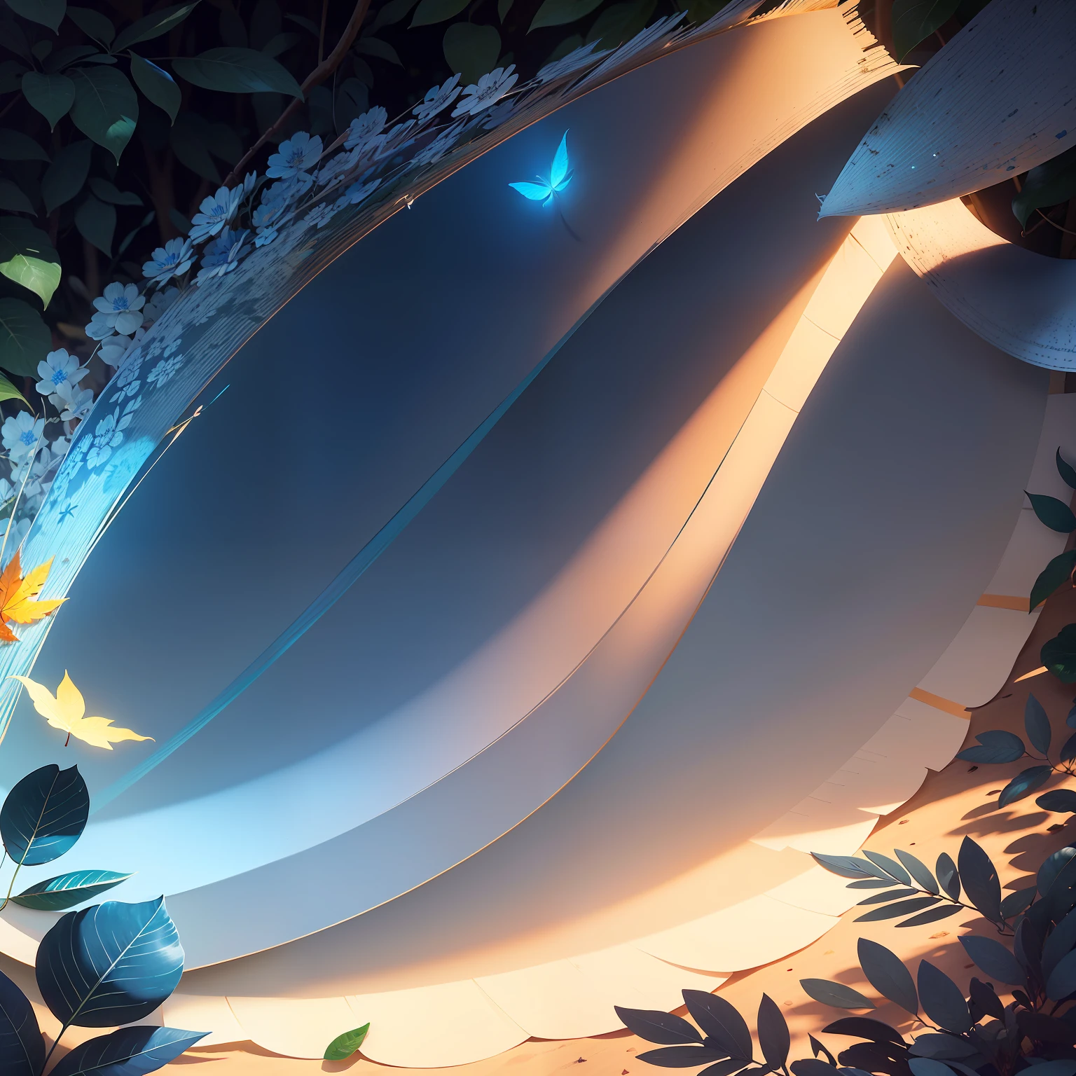 obra maestra, mejor calidad, (muy detallado CG unidad 8k papel tapiz) (mejor calidad), (best illustration), (mejores sombras) Naturaleza', mar azul, delicate leaf petals of various colors falling in the light of the air Tracking, Super detailed --v6