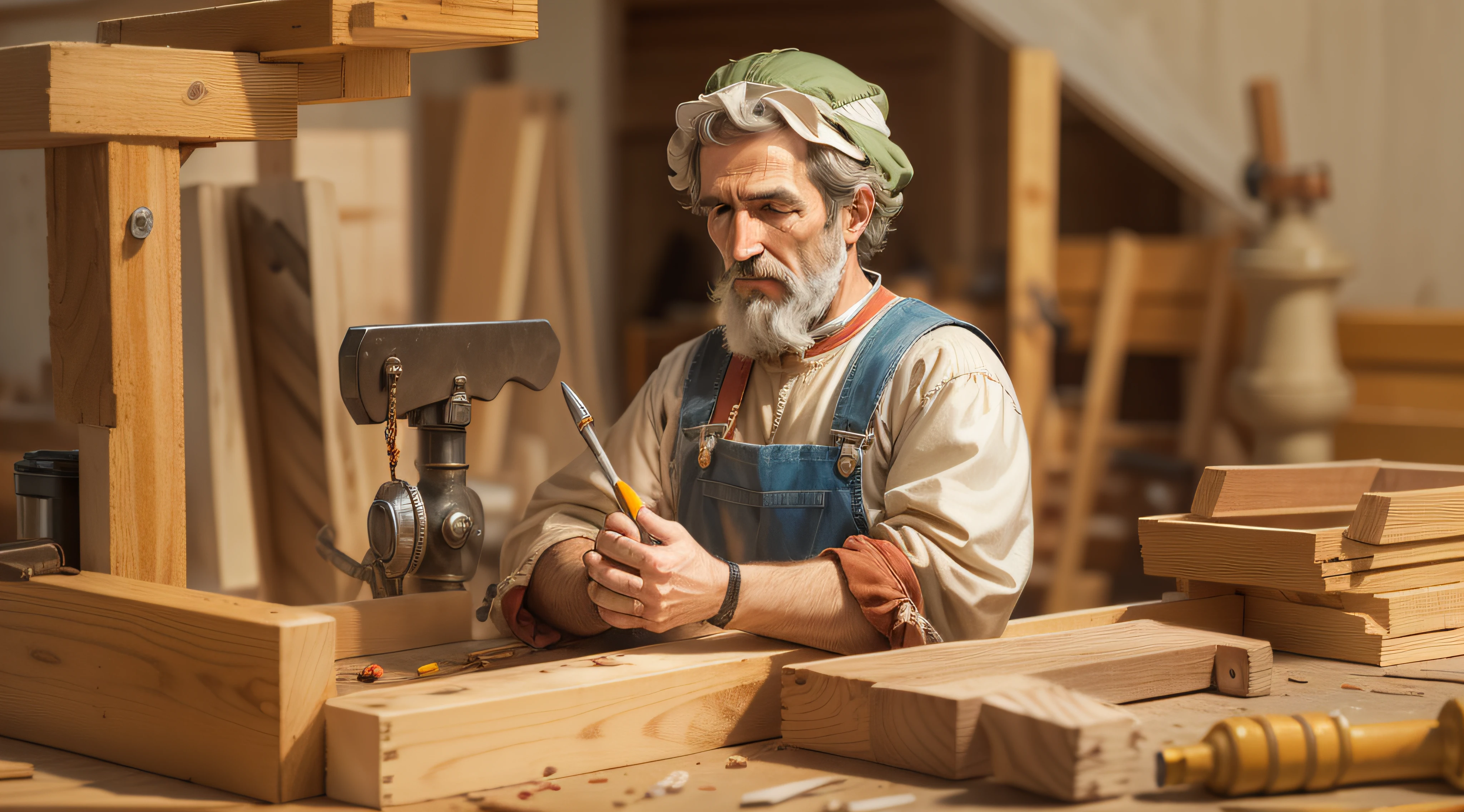 Saint Joseph working as a carpenter, representing the value of honest and diligent work