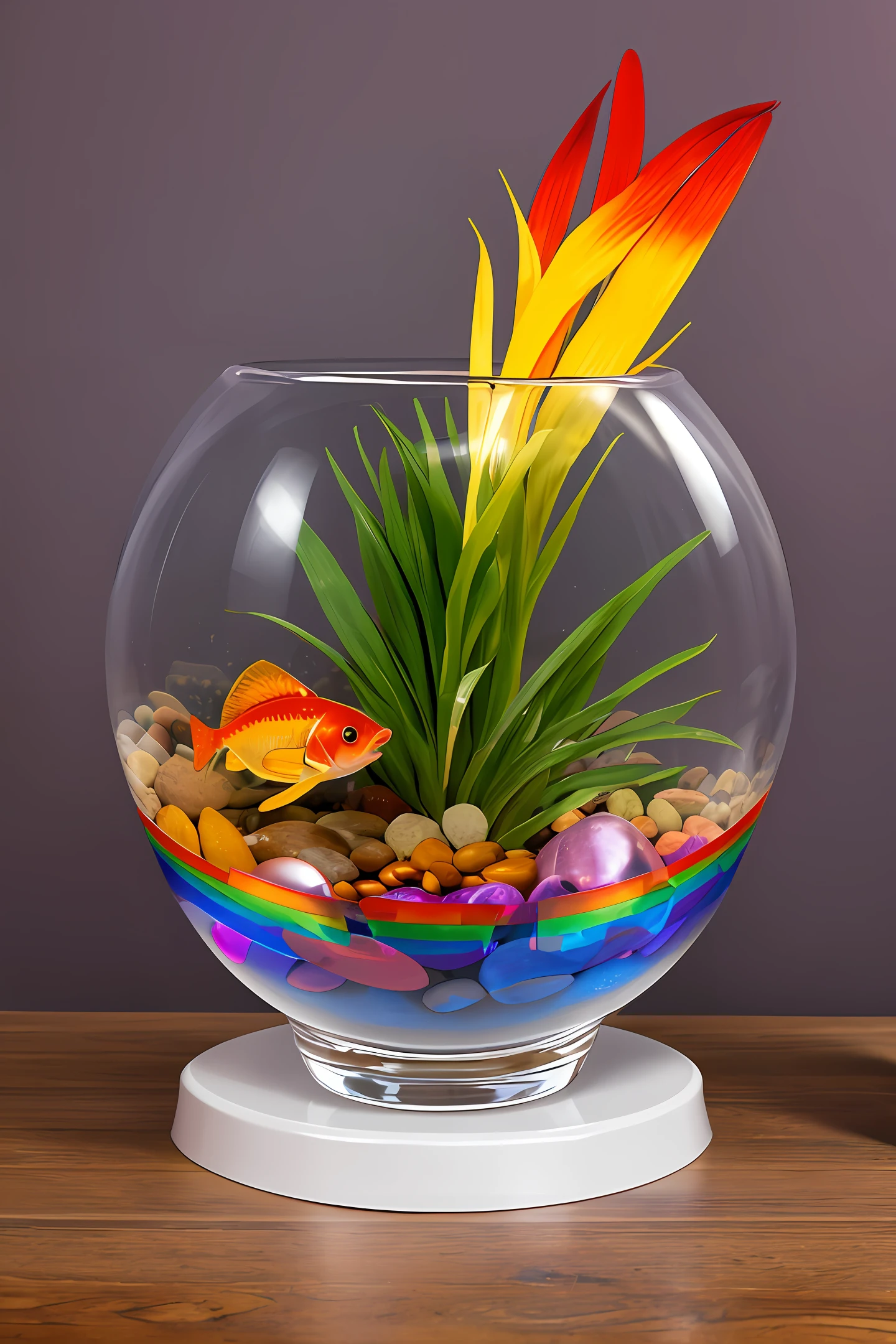 rainbow gold fish bowl