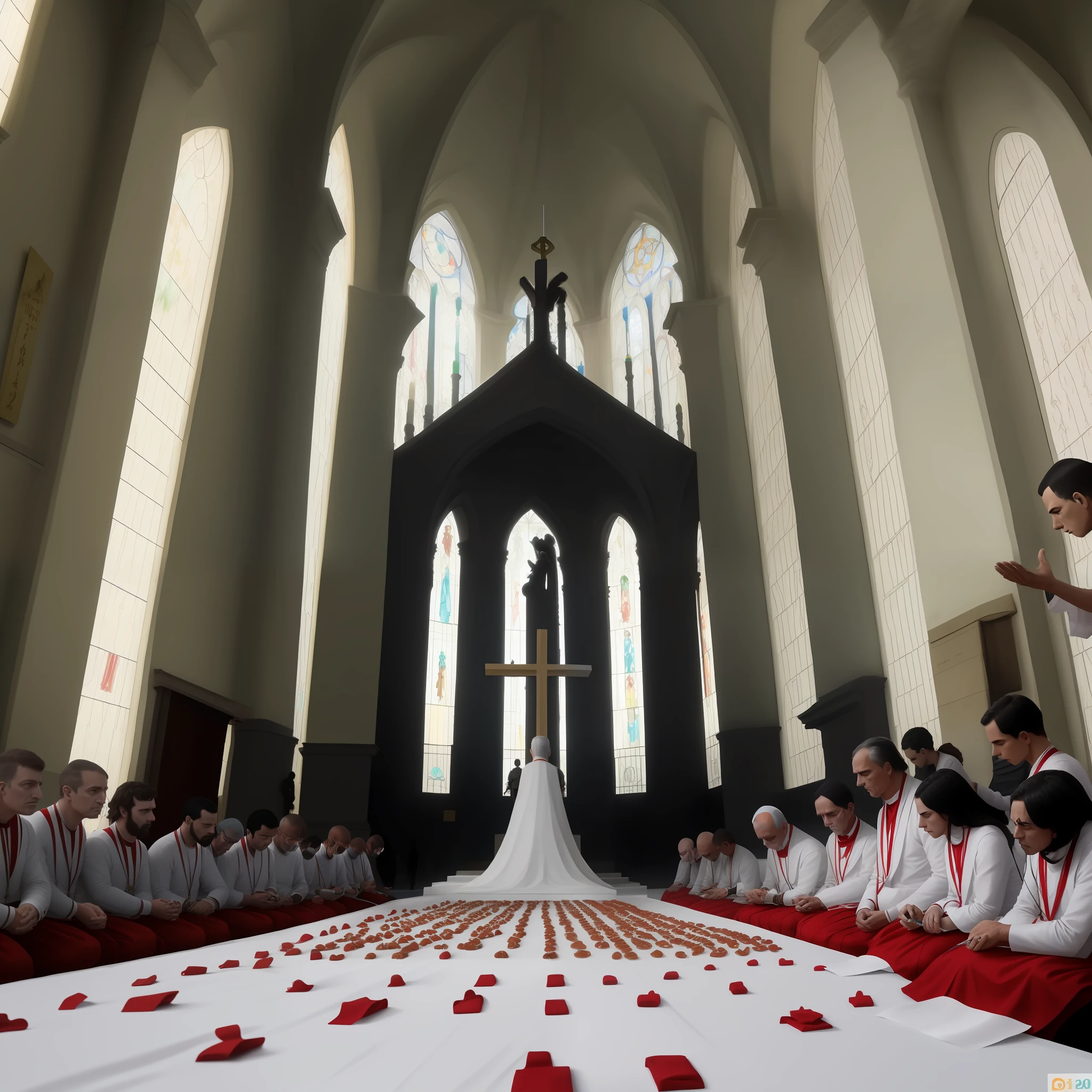 (Imagens de monges realizando rituais religiosos e atos de caridade.)