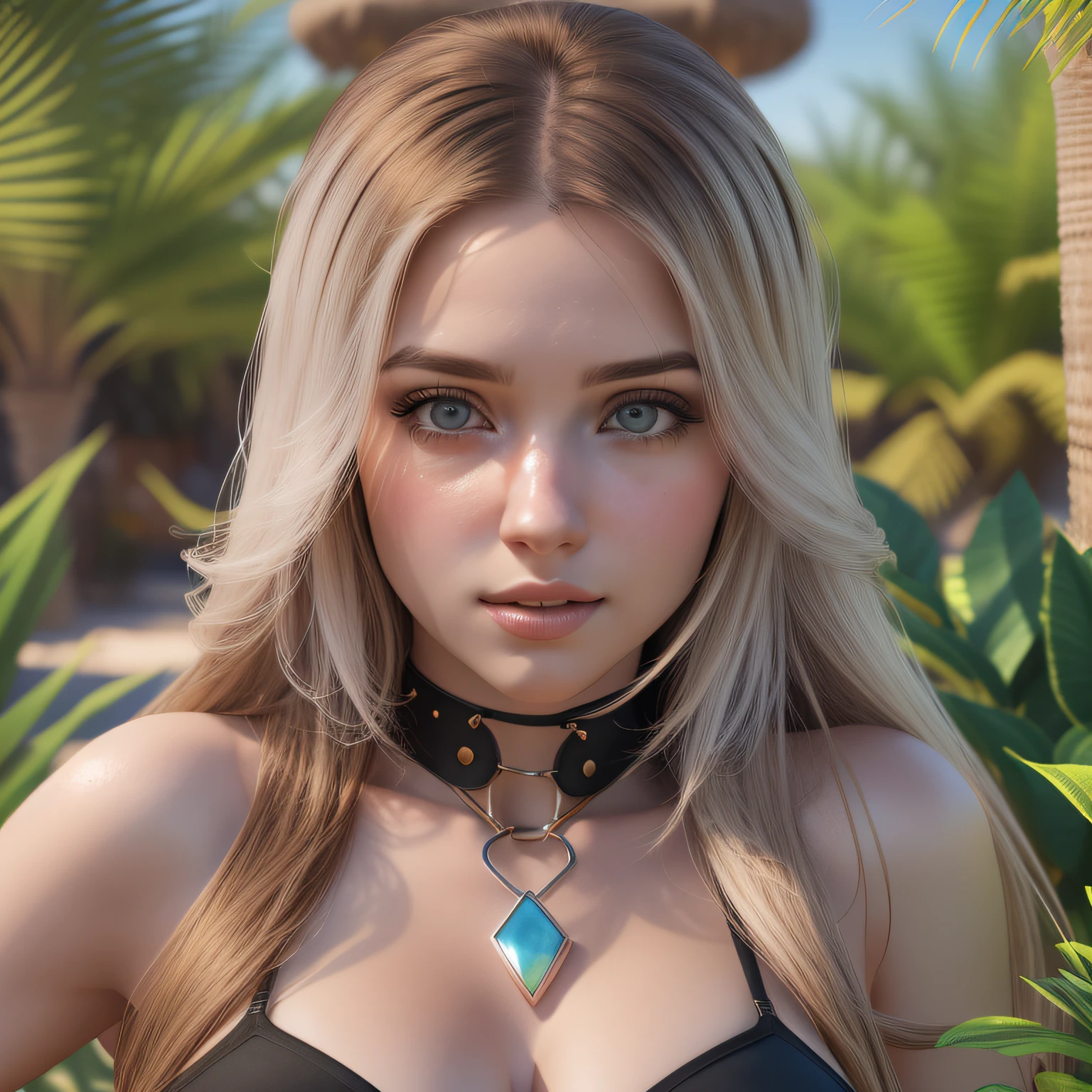 loira bonita, sbikini, cabelos loiros, olhos azuis, standingn, rosto perfeito, In the middle of an oasis in the desert. ((hyper realistic)), ((realistic lighting, melhor qualidade, 8k, master part: 1.3)), ((corpo inteiro)),